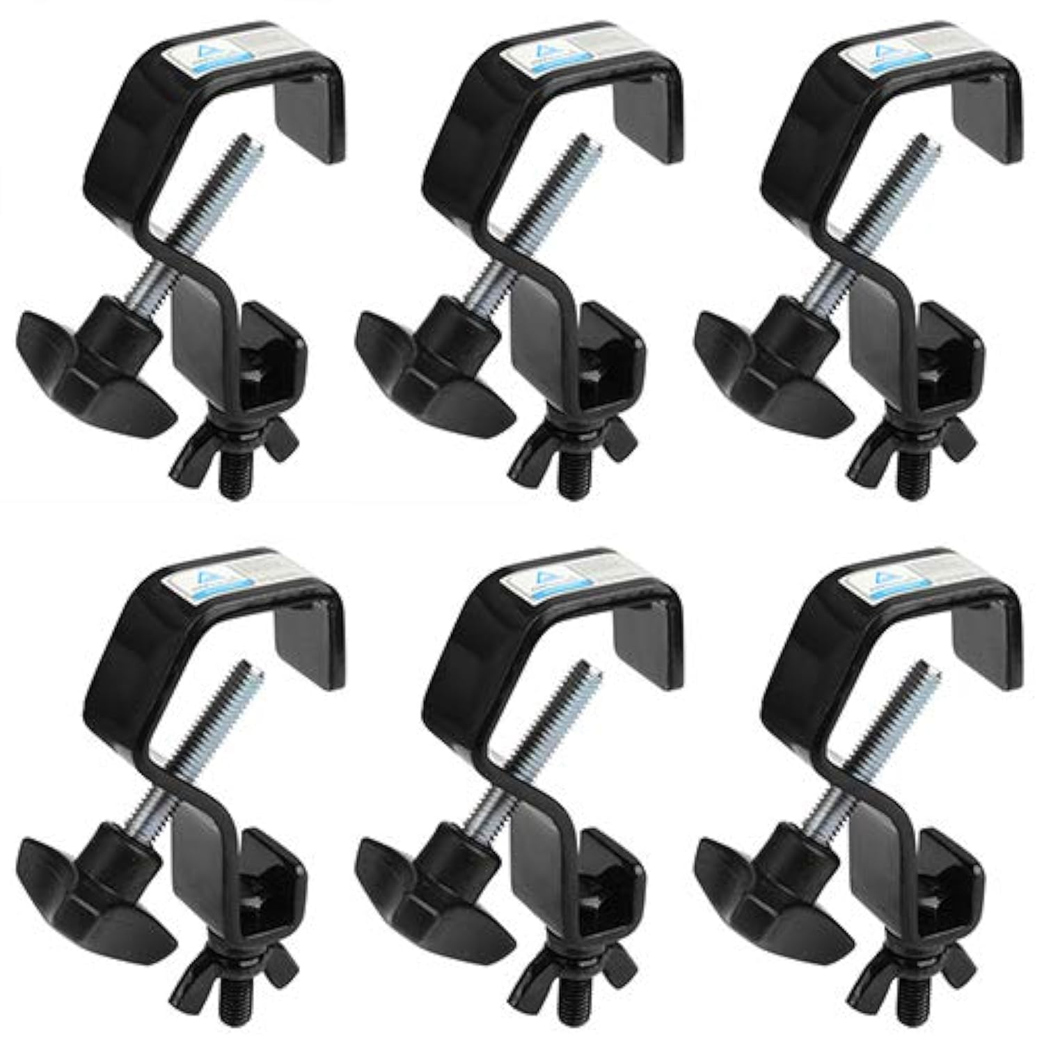 Mountain_Ark 6 Pack Black Truss C Clamps Dj Stage Light Hook, Heavy Duty, Fits Pipe Od 1''-1 1/8'', Iron