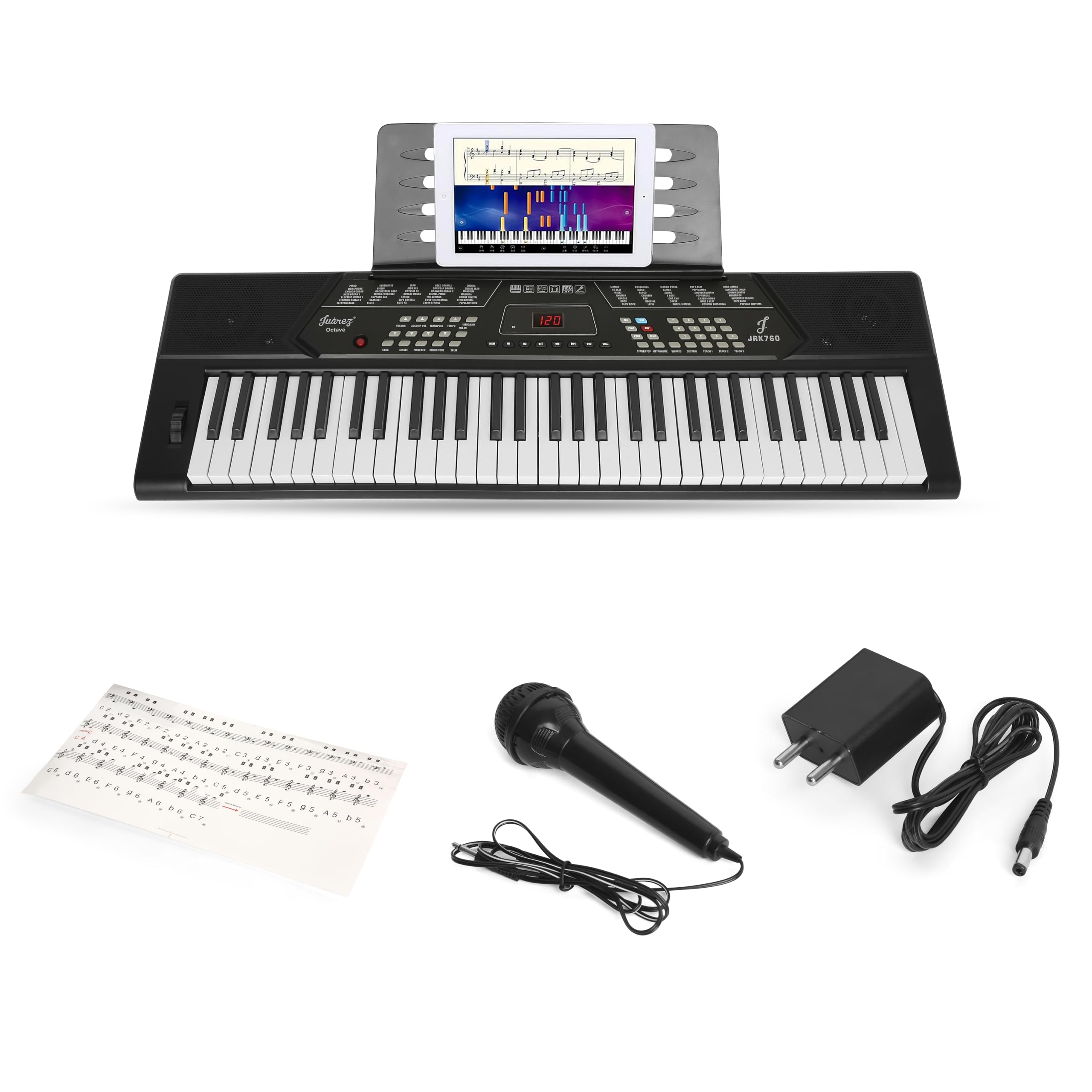 Juarez Jrk760 61-Key Electronic Keyboard With Pitch Bend Wheel | 200 Tones, 200 Rhythms, Usb-Mp3, Recording, Sustain, Vibrato & 