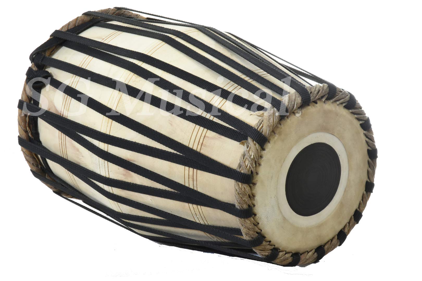 Sg Musical Natural Black Strap Wooden Dholak/Dholki - Mini Naal-Maridangam