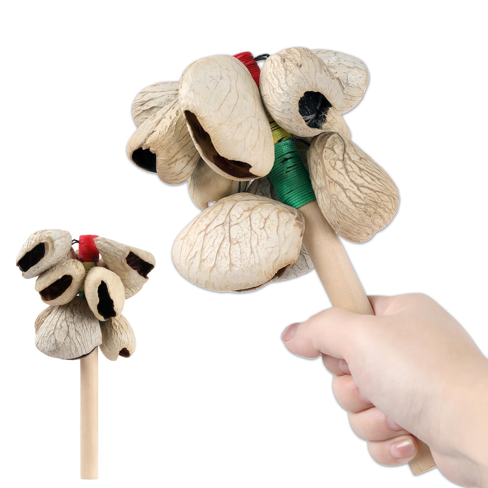 GOGHOST African Natural Shaker Maraca 7.8 x 4.7 Cacho Seed Pod Rattle Handmade Percussion Gifts Peruvian Musical Instrument - Na