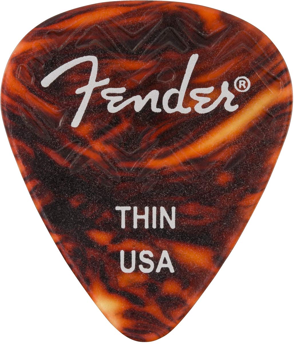 Fender Wavelength Guitar Picks 351 Shape, Tortoise Shell, Thin, 6-Pack