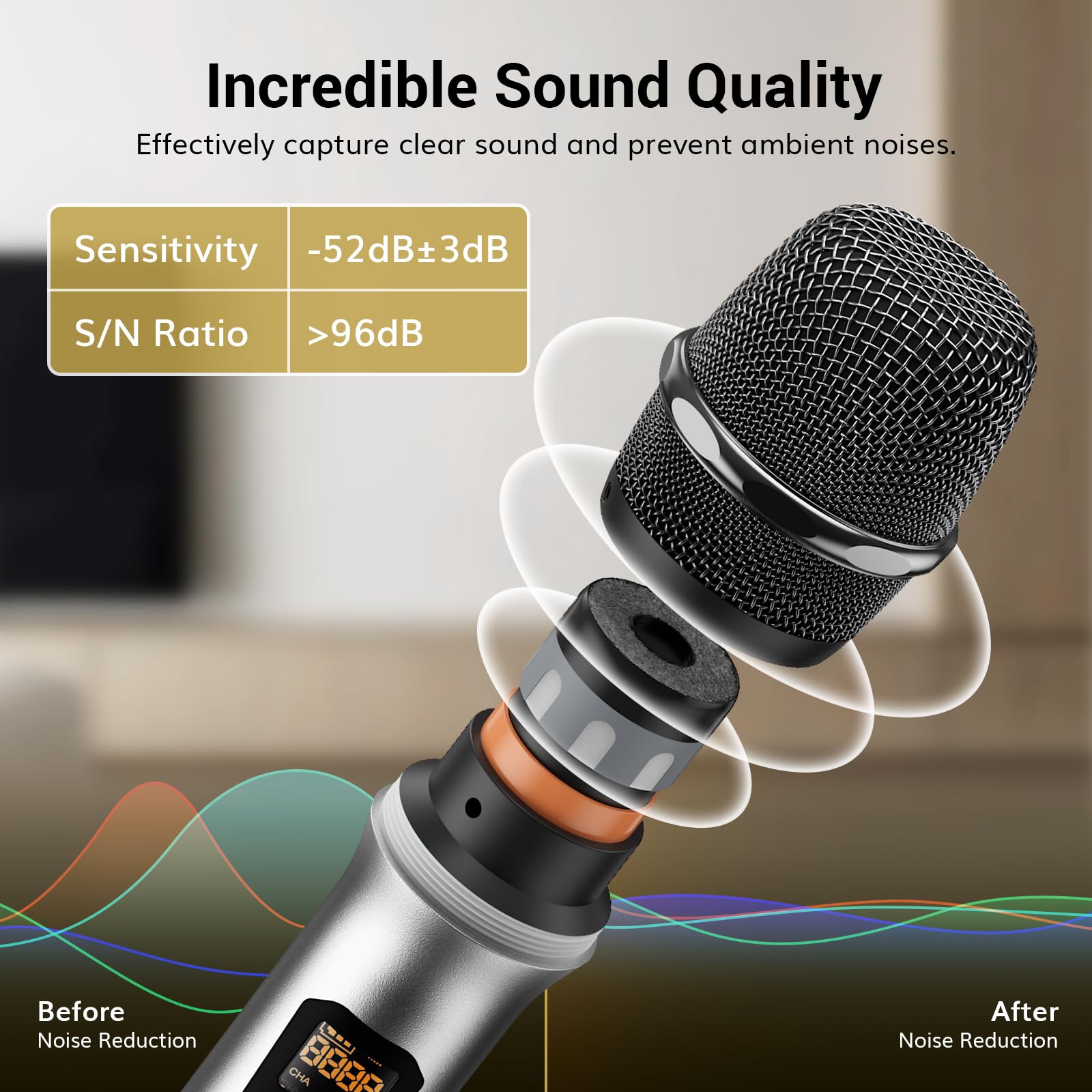 TONOR Wireless Microphones System with 4x10 Channels Metal Cordless Handheld Microfonos, 4 Antennas for 295FT UHF Range, Mics wi