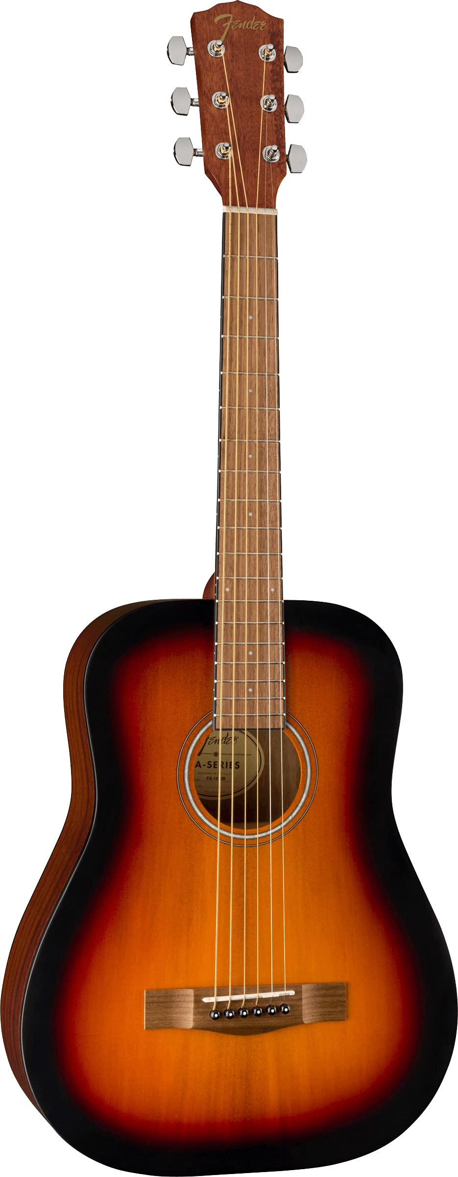 Fender FA-15 3/4-Scale Kids Steel String Acoustic Guitar - Sunburst Learn-to-Play Bundle with Gig Bag, Tuner, Strap, Picks, Fend