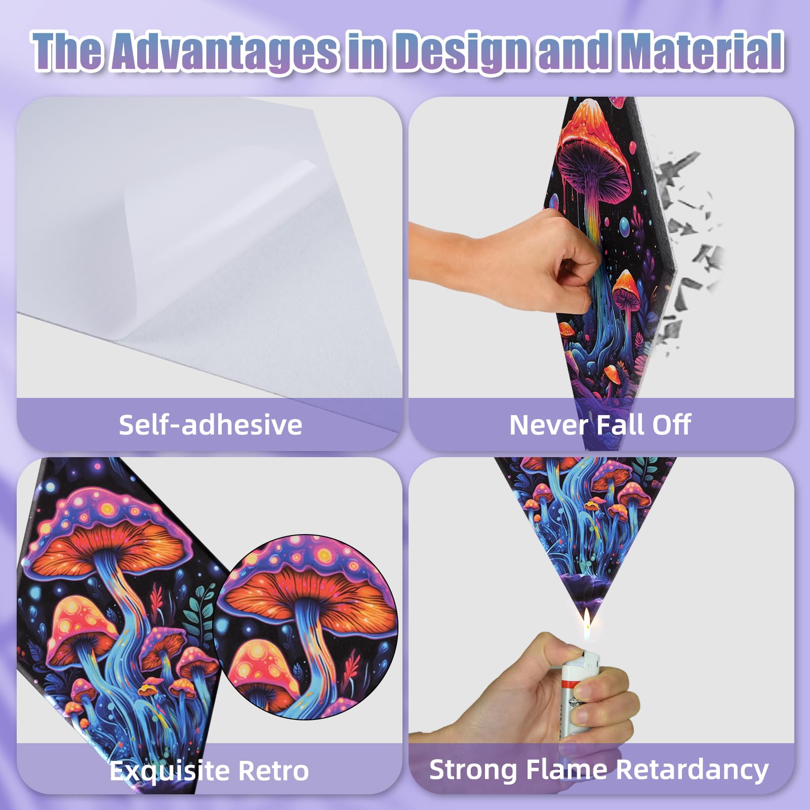 Tutmyrea 6 Pack Art Acoustic Panels Soundproof Wall Panels with Self-Adhesive, 20 x 12 inches Sound Absorbing Panels Cyberpunk W