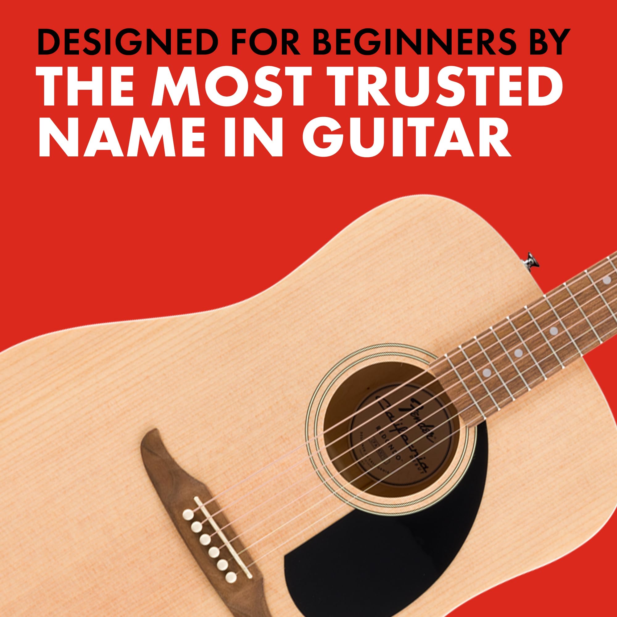 Fender California Debut Redondo Series Acoustic Guitar Pack, Beginner Guitar, 2-Year Warranty, Includes Gig Bag, Stand, and More