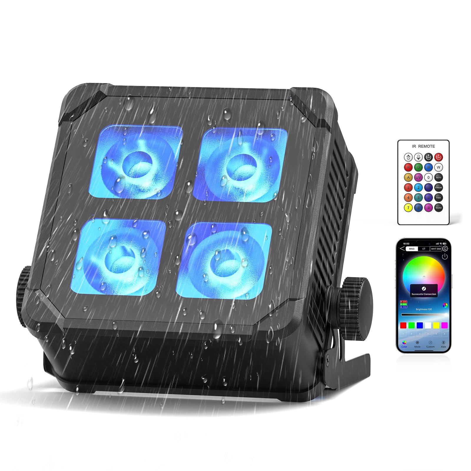 4PCS 4LED Cordless Uplights for Events, Rechargeable Battery Powered Par Lights, Waterproof Strong Brightness Indoor/Outdoor Sta