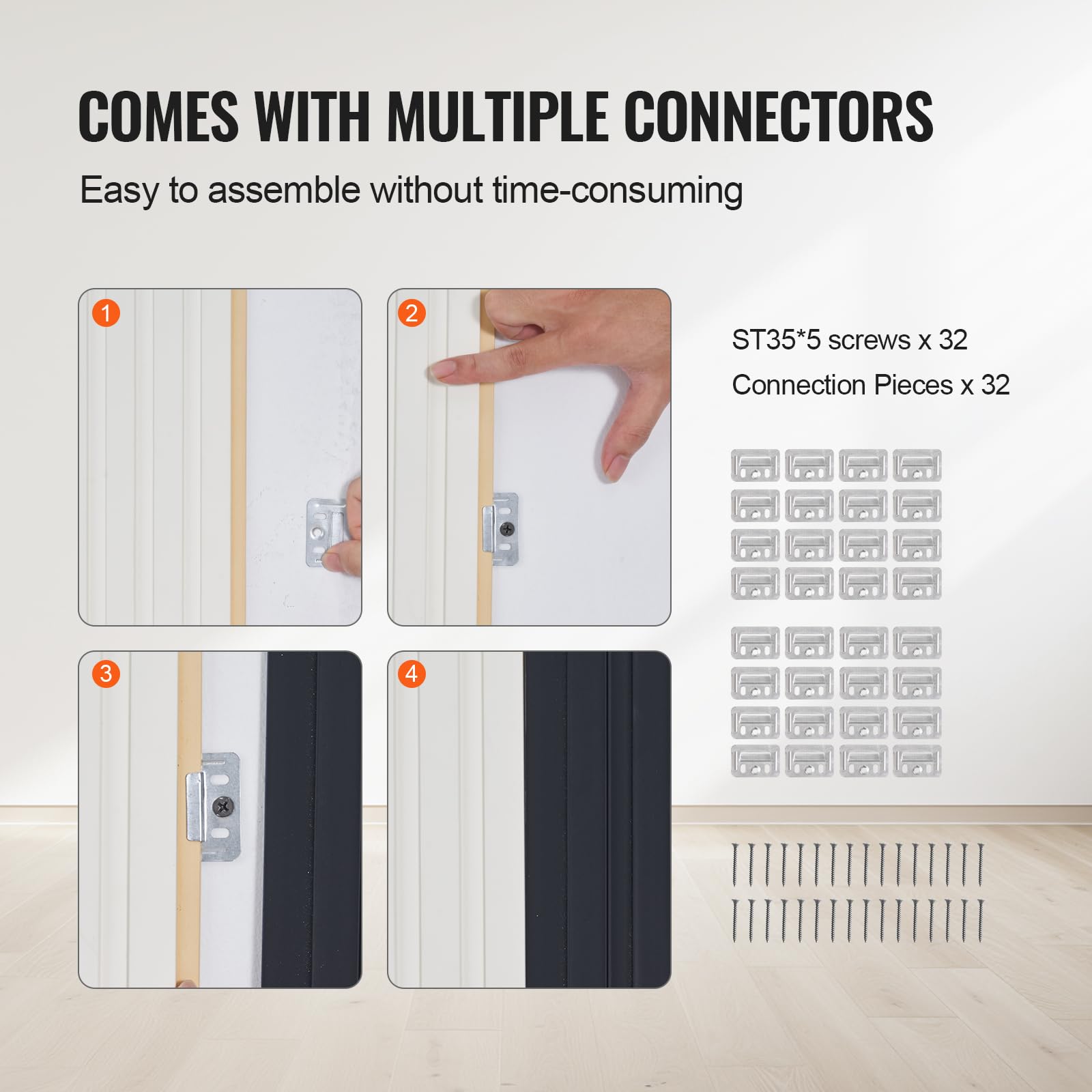 VEVOR Wood Slat Acoustic Panels, 8 PCS 96 x 6 inch, WPC Accent Wooden Wall Panels for Modern Interior Wall, Faux Wood Wall Board