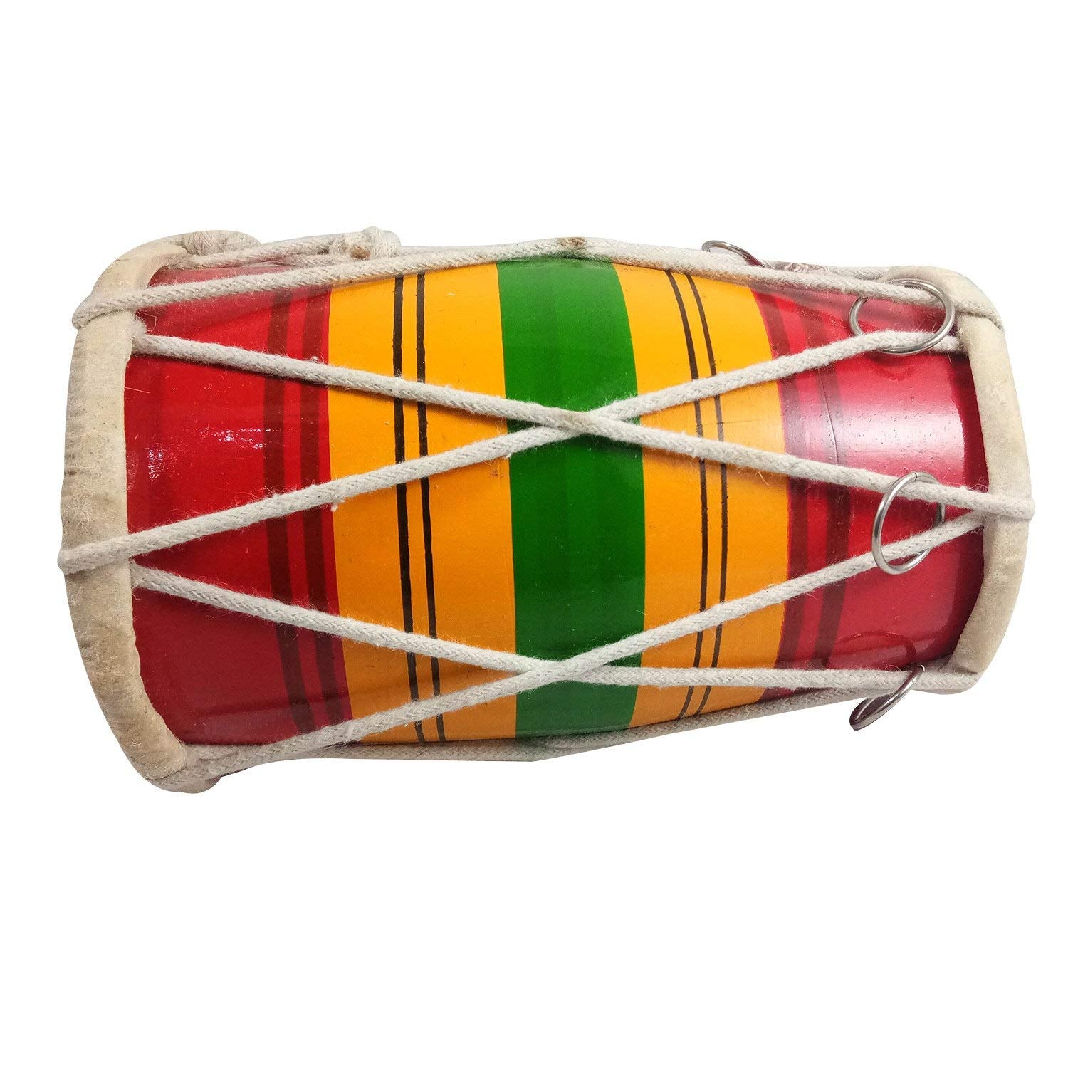 India Meets India IMI 100% Pure Handmade Miniature Musical Instruments Wooden Multi-Color Kids Dholak, H-4 X L-0 X W-3