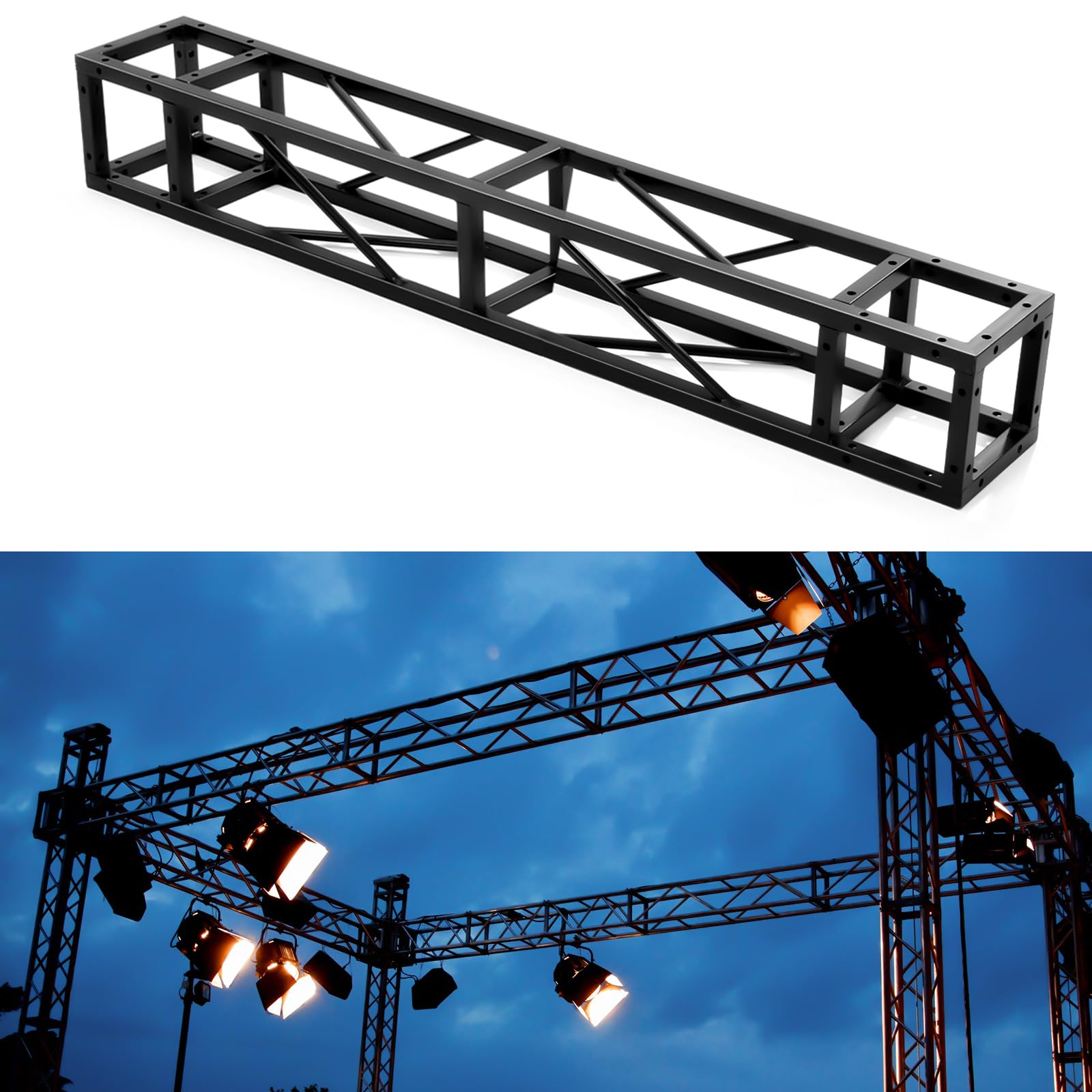 Tandefio Square 8 x 8 Box Truss Black Trussing Aluminum Lighting Stage Truss with Hardware, 500 Pounds Load Capacity(1.5m Long)