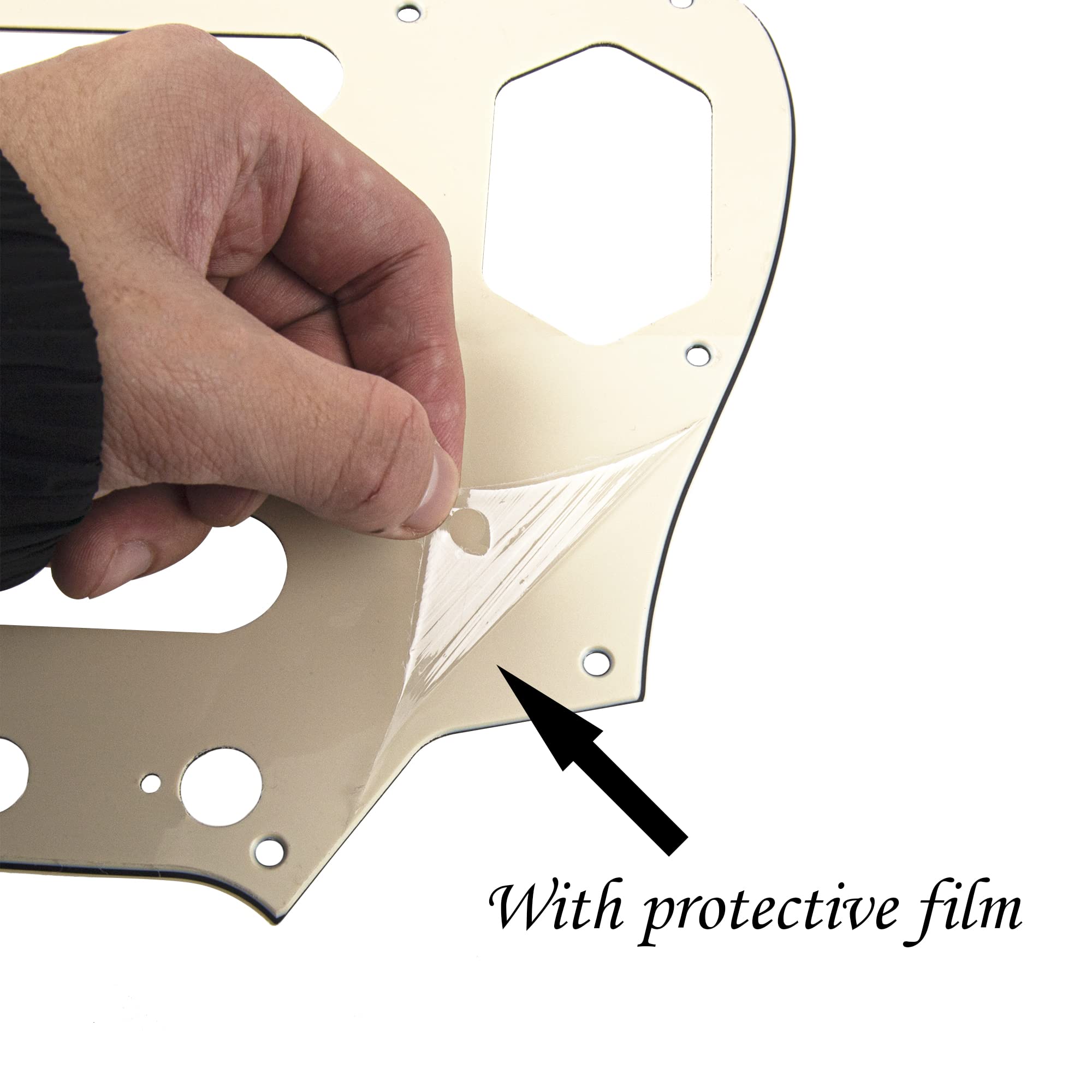 1Pcs Yootones 10-Hole Vintage Style Guitar Pickguard Compatible with Fender American Jaguar (3Ply Cream)