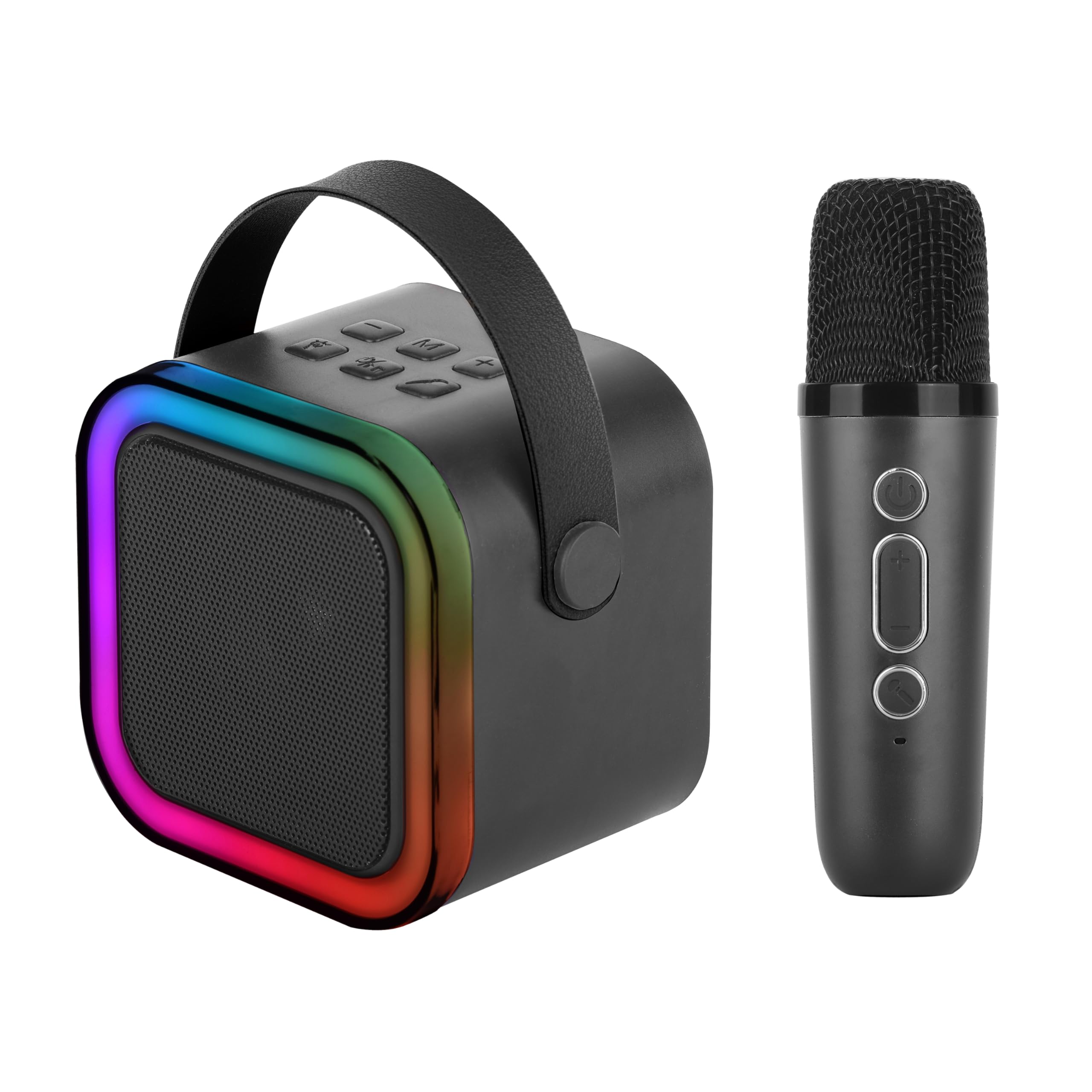 Iq Sound Iq-708K Mini Karaoke Bluetooth Speaker With Wireless Mic, Colorful Rgb Party Lights, 5 Voice Effects, Bluetooth 5.3, Pe