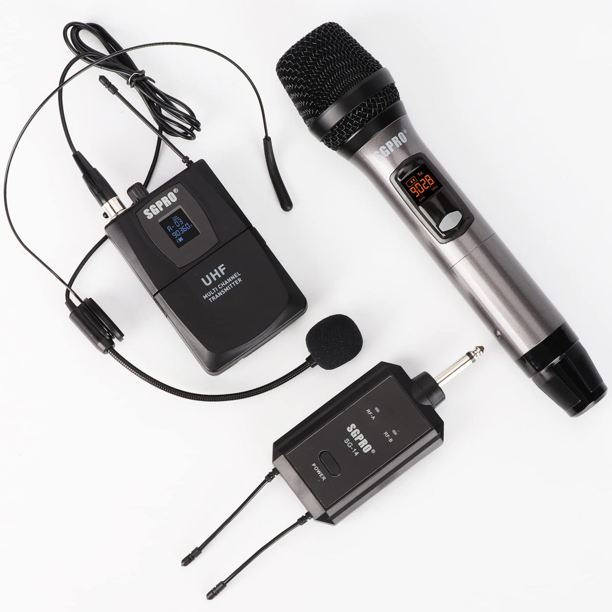 Sgpro Wireless Microphone Multi-Purpose Set With Compact Receiver, Mute. And Battery Indicator For Singing, Dj, Speech, Classroo