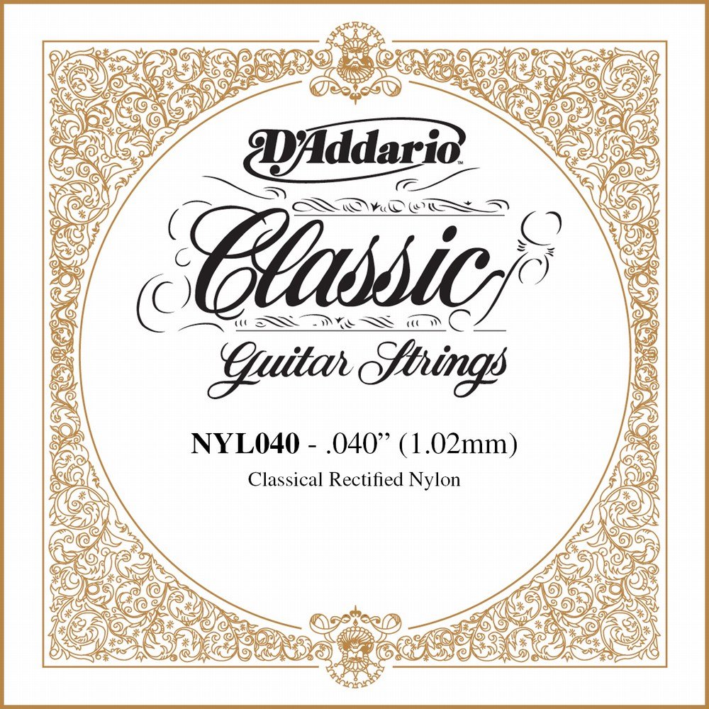 DAddario NYL040 Rectified Nylon Classical Guitar Single String,.040