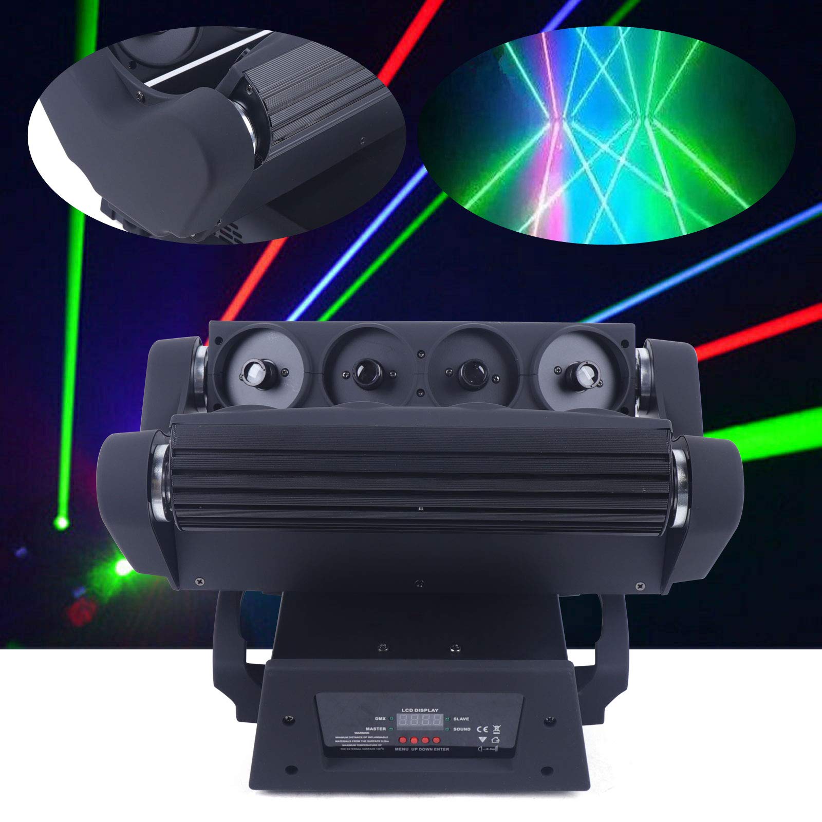 Bar Lights 8 Eye RGB Moving Head Beam Light DMX Party Club Bar Stage Lighting 110V Par Lighting Sound Activated for DJ KTV Disco