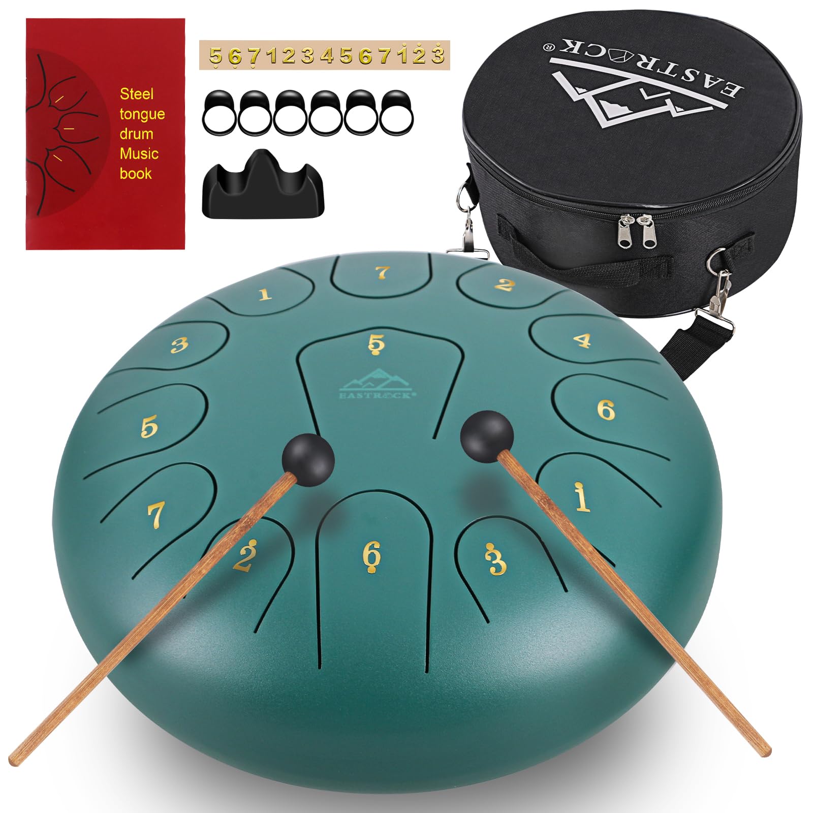 EASTROCK Steel Tongue Drum 13 Notes 12 Inches Percussion Instrument Handpan Drum C Key for Meditation Entertainment Concert Yoga