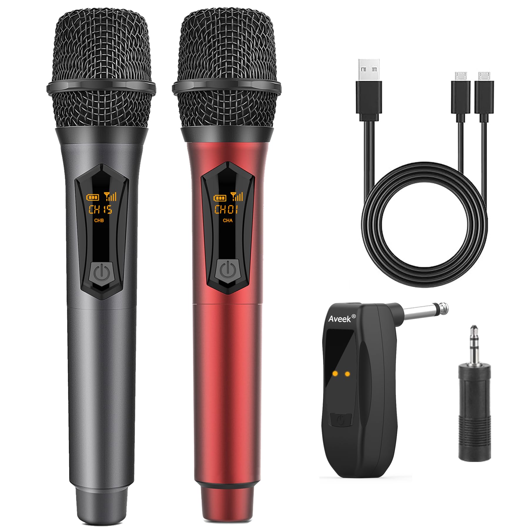 Aveek Wireless Microphone for Karaoke, Rechargeable Karaoke Microphone(Work 10hs), for Speaker, Karaoke Machine,Church, Speech, 