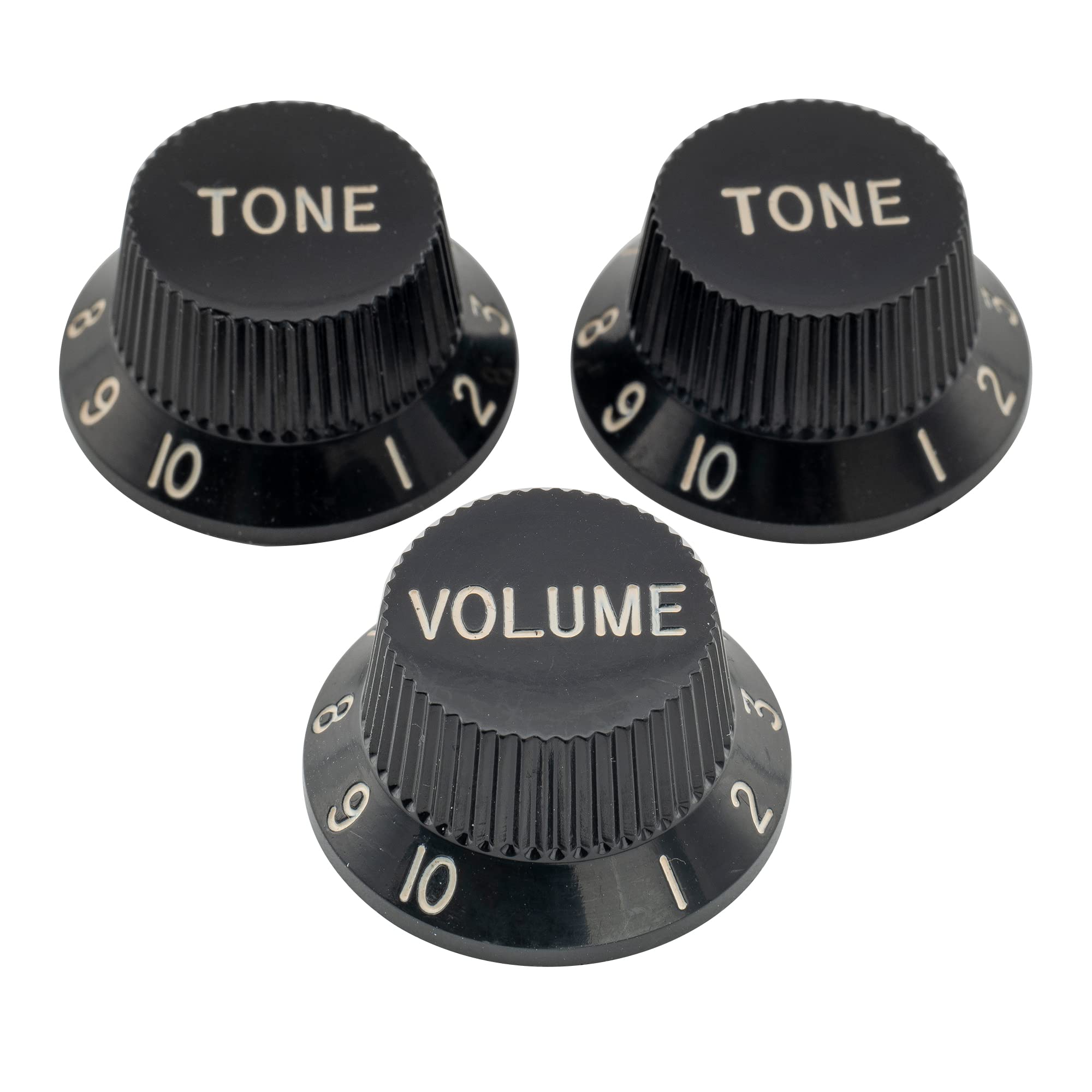 Musiclily Pro Imperial Inch Size Strat Knobs 1 Volume 2 Tone Set for USA Fender Stratocaster Electric Guitar, Aged White(Set of 