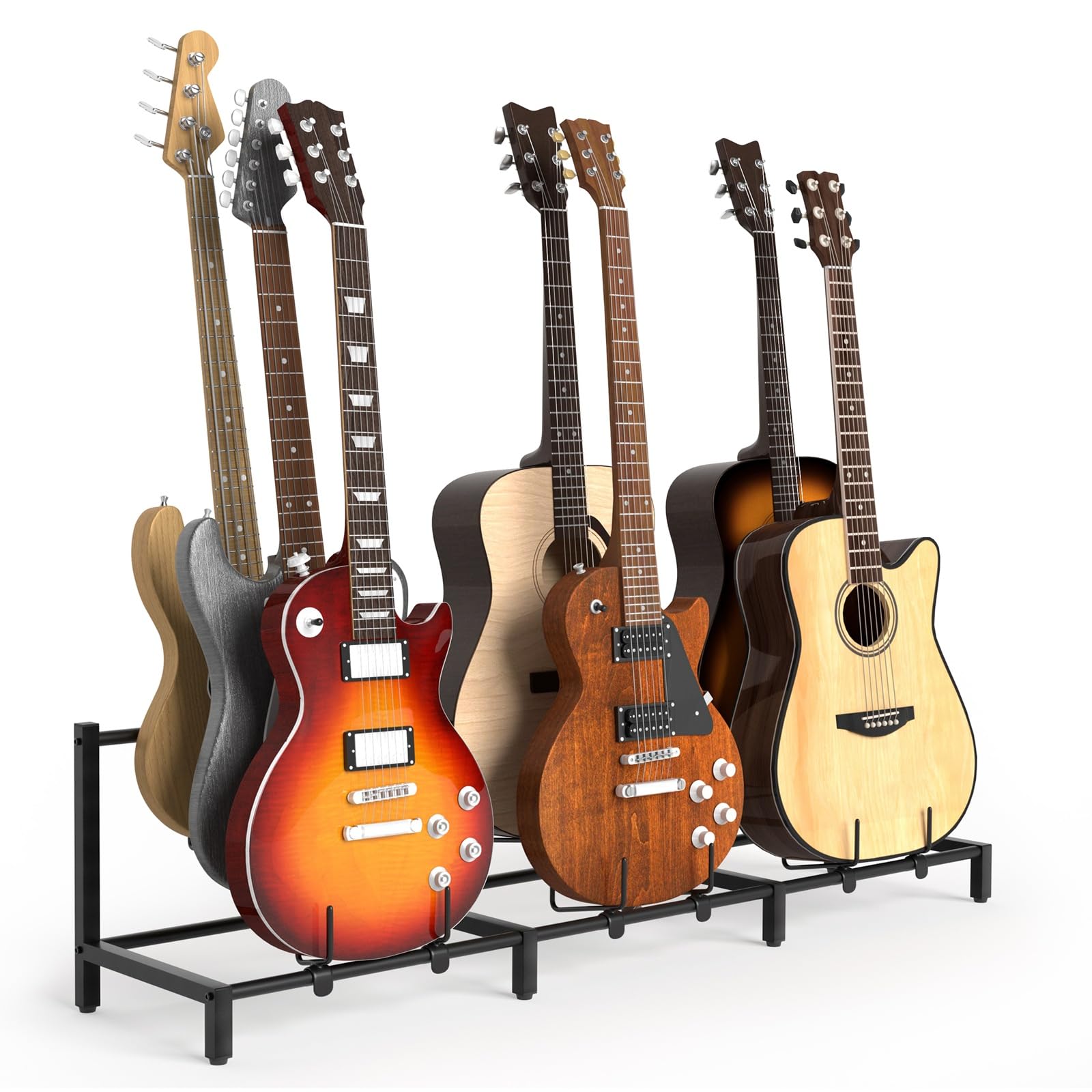 Bikoney 7-Holder Guitar Stand for Acoustic, Electric, Bass - Adjustable Guitar Rack, Accessories Gifts for Men, Home Studio Floo
