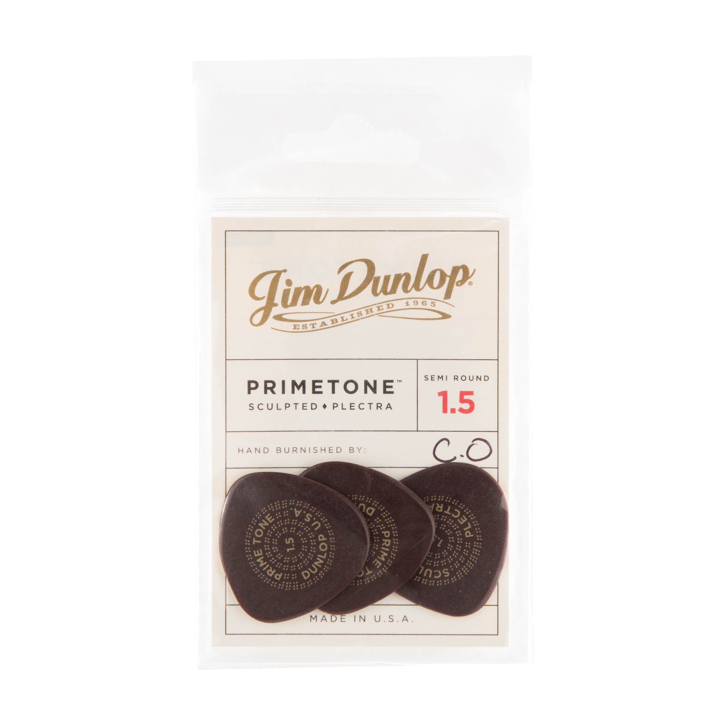 Jim Dunlop Dunlop Primetone Semi-Round Smooth 1.5mm Sculpted Plectra Guitar Pick-3 Pack (515P1.5)