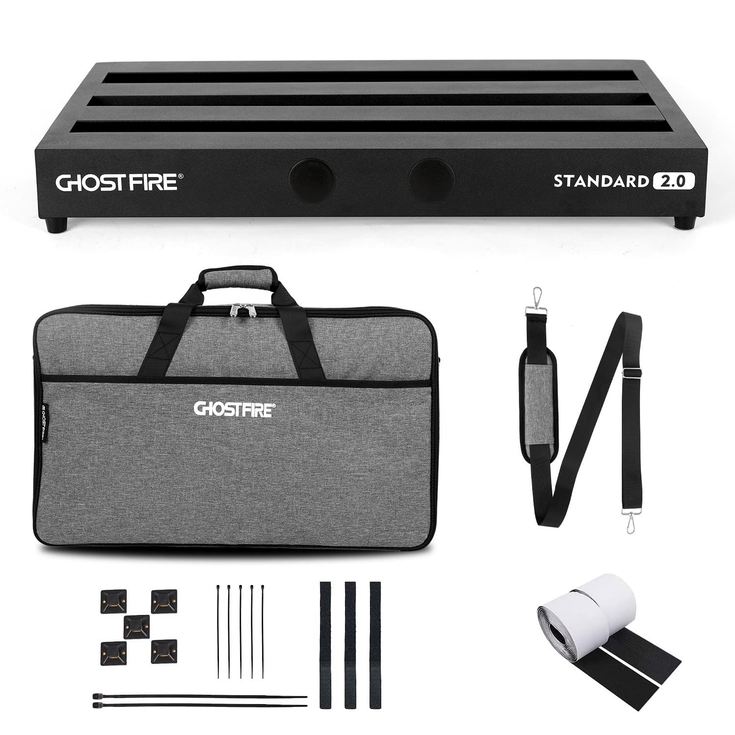 Ghost Fire Guitar Pedal Board Aluminum Alloy 3.3lb Effect Pedalboard 22x12.5with Carry Bag,V series (V-STANDARD 2.0)