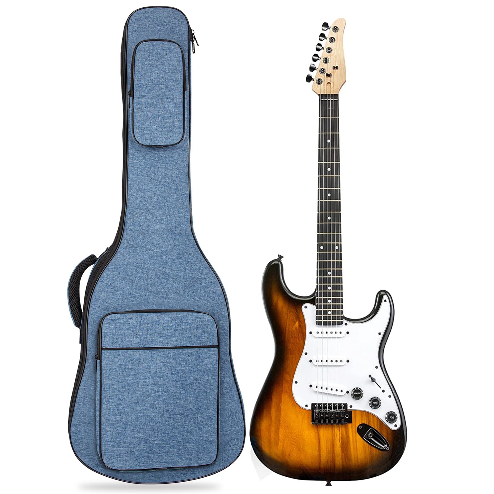 MUZTOP 39 Inch Electric Guitar Bag Soft Guitar Case, 11 MM Thick Padded Electric Guitar Gig Bag Waterproof Guitar Backpack with 