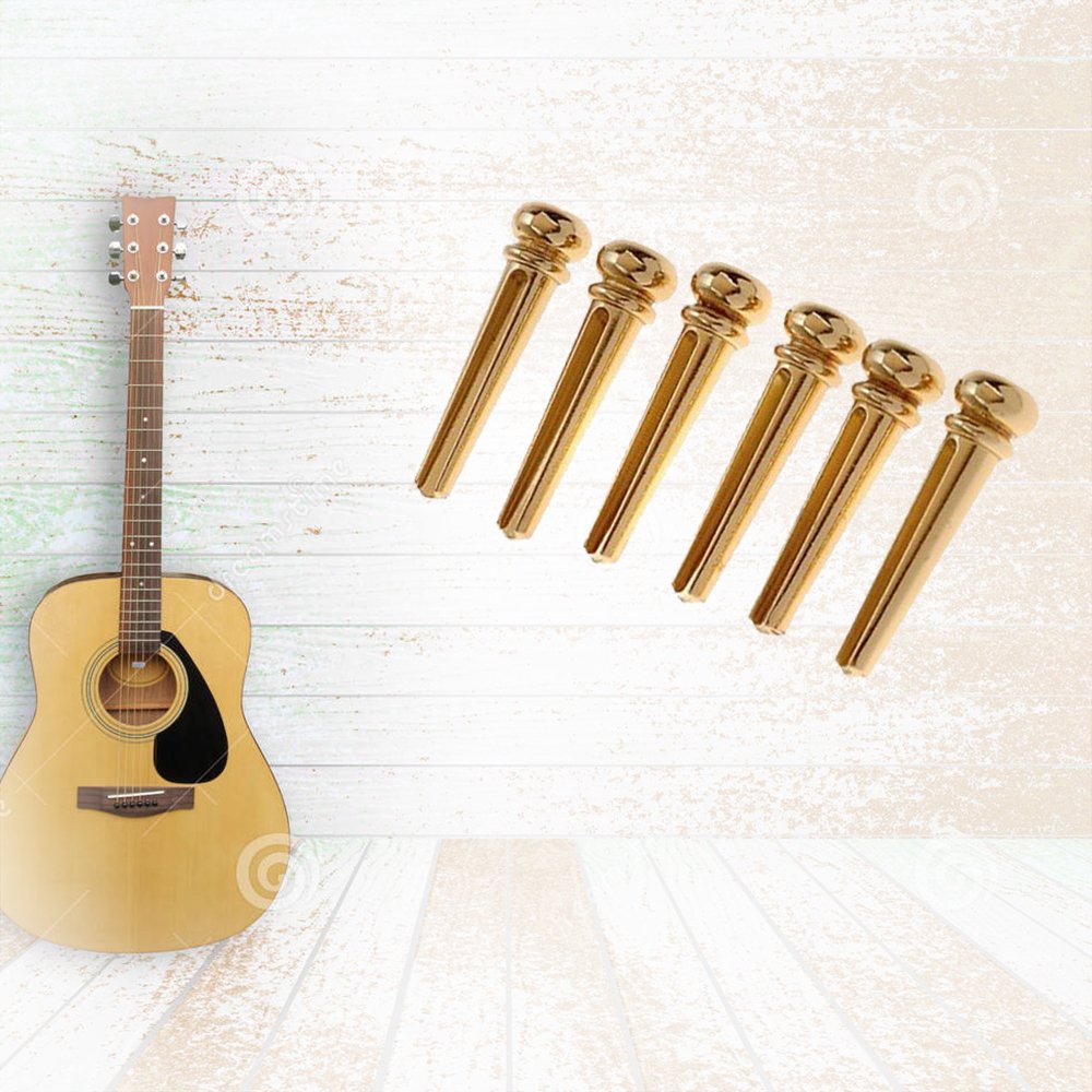 Amadget Guitar Bridge Pins 6pcs Brass Endpin for Guitar With Guitar Bridge Pin Puller
