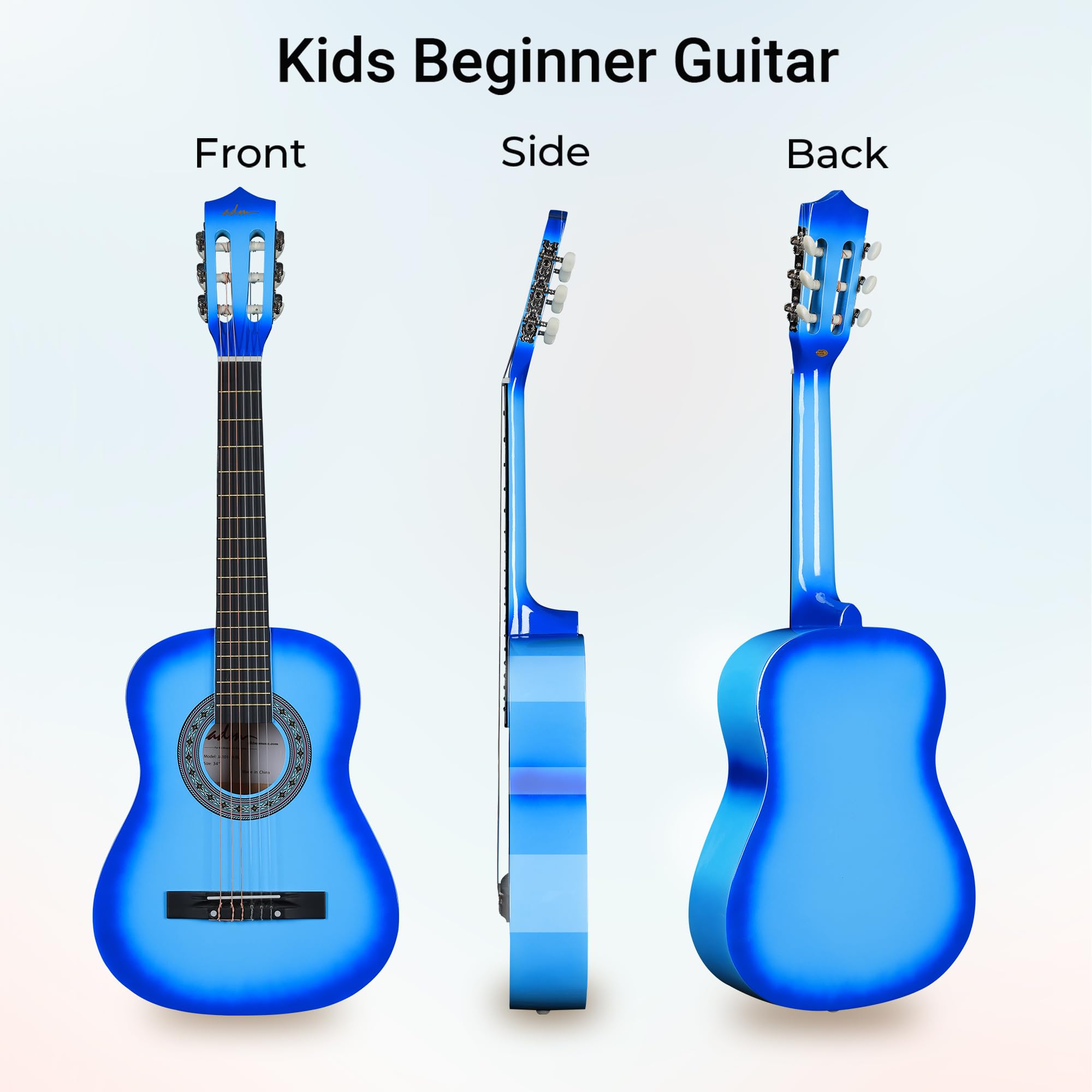 ADM Beginner Acoustic Classical Guitar 34 Inch Nylon Strings Wooden Guitar Bundle Kit for Kid Boy Girl Student Youth Guitarra On