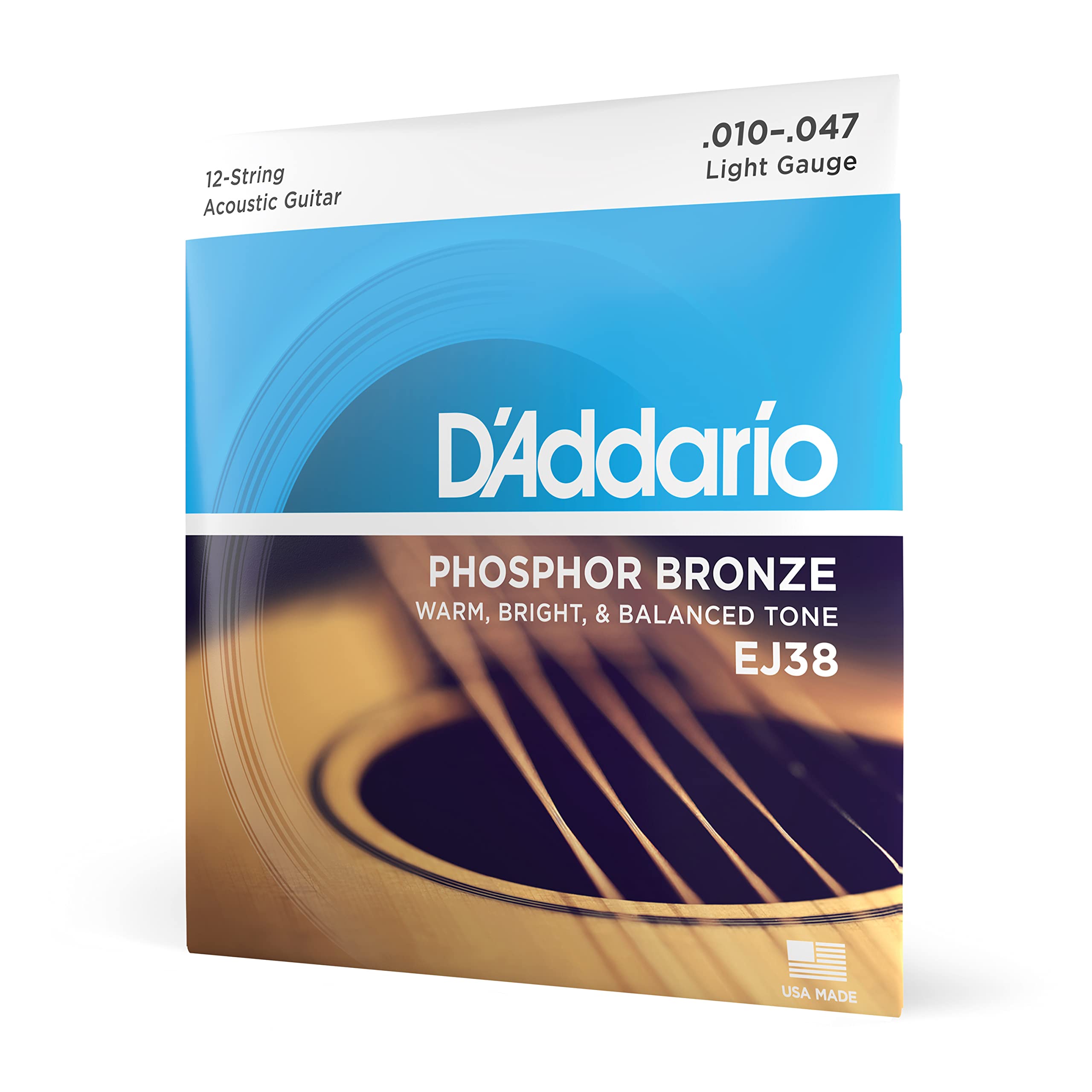 Daddario Guitar Strings - Phosphor Bronze Acoustic Guitar Strings - Ej38 - Rich, Full Tonal Spectrum - For 12 String Guitars - 1
