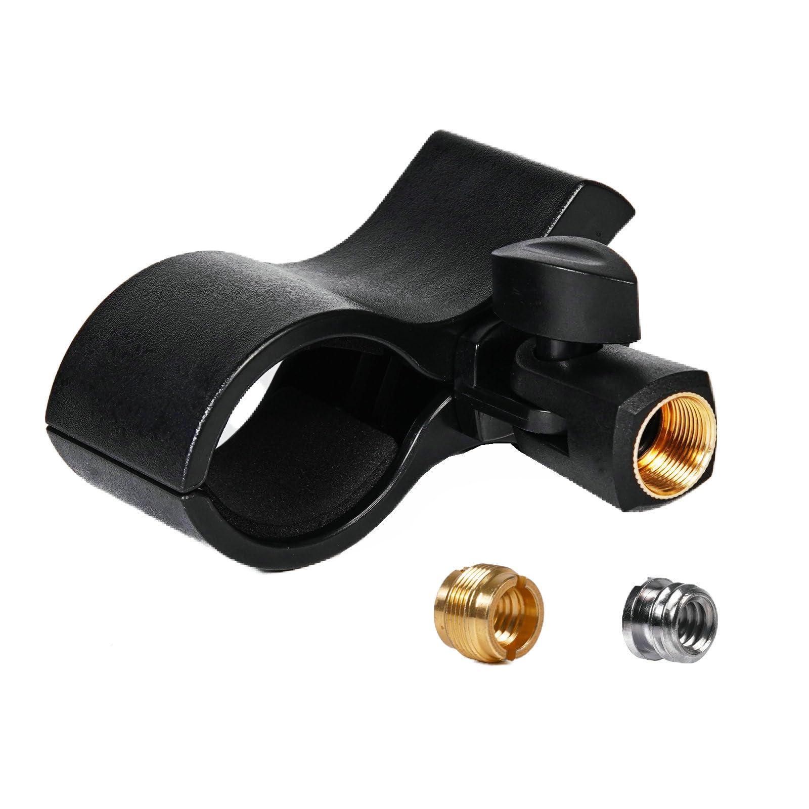 KayNicam Large Microphone Clip, Heavy-Duty Universal Microphone Clamp with Adjustable & Locking Angle Head and Steel Threads (1/
