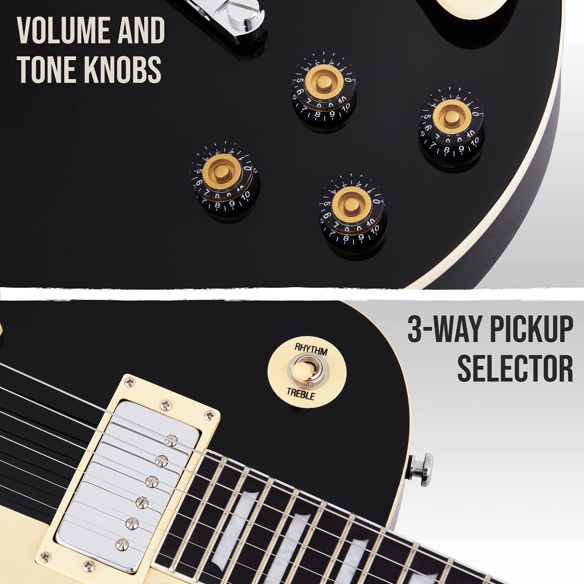 LyxPro 39    SB Series Electric Guitar, LP Style for Beginner, Intermediate & Pro Players Solid Body Guitar, Bonus 2-Pack of Pic