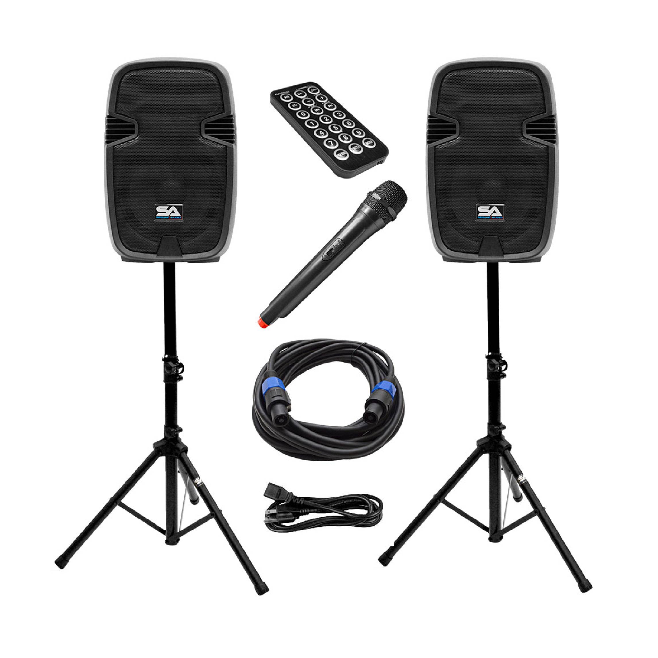 Seismic Audio Speakers Pair of Active 12 Inch PA Speaker System, Tailgate Karaoke Speaker, Bluetooth Compatible