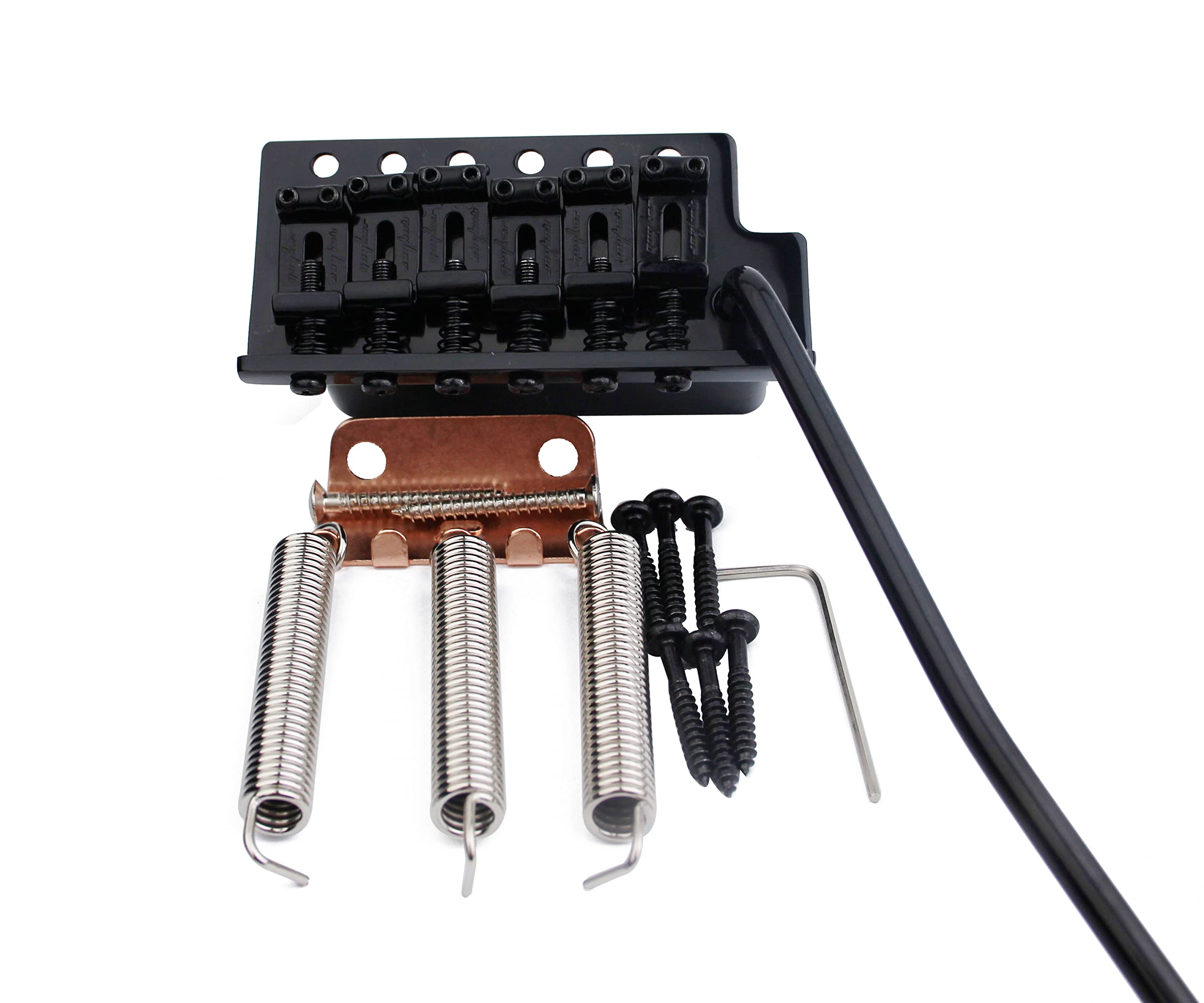 Guyker Tremolo Bridge Vintage Bent Steel Saddles And Zinc Block Compatible With Start St Electric Guitar (Gg-1004, Black)