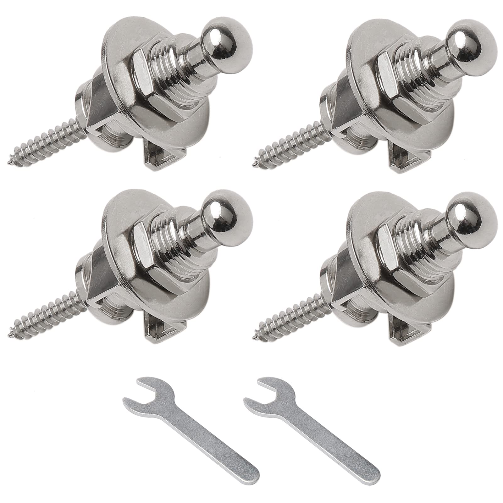 Unxuey Silver Guitar Strap Locks And Buttons Security Quick Release Straplocks Strap Retainer Guitar Replacements (Pack Of 4)