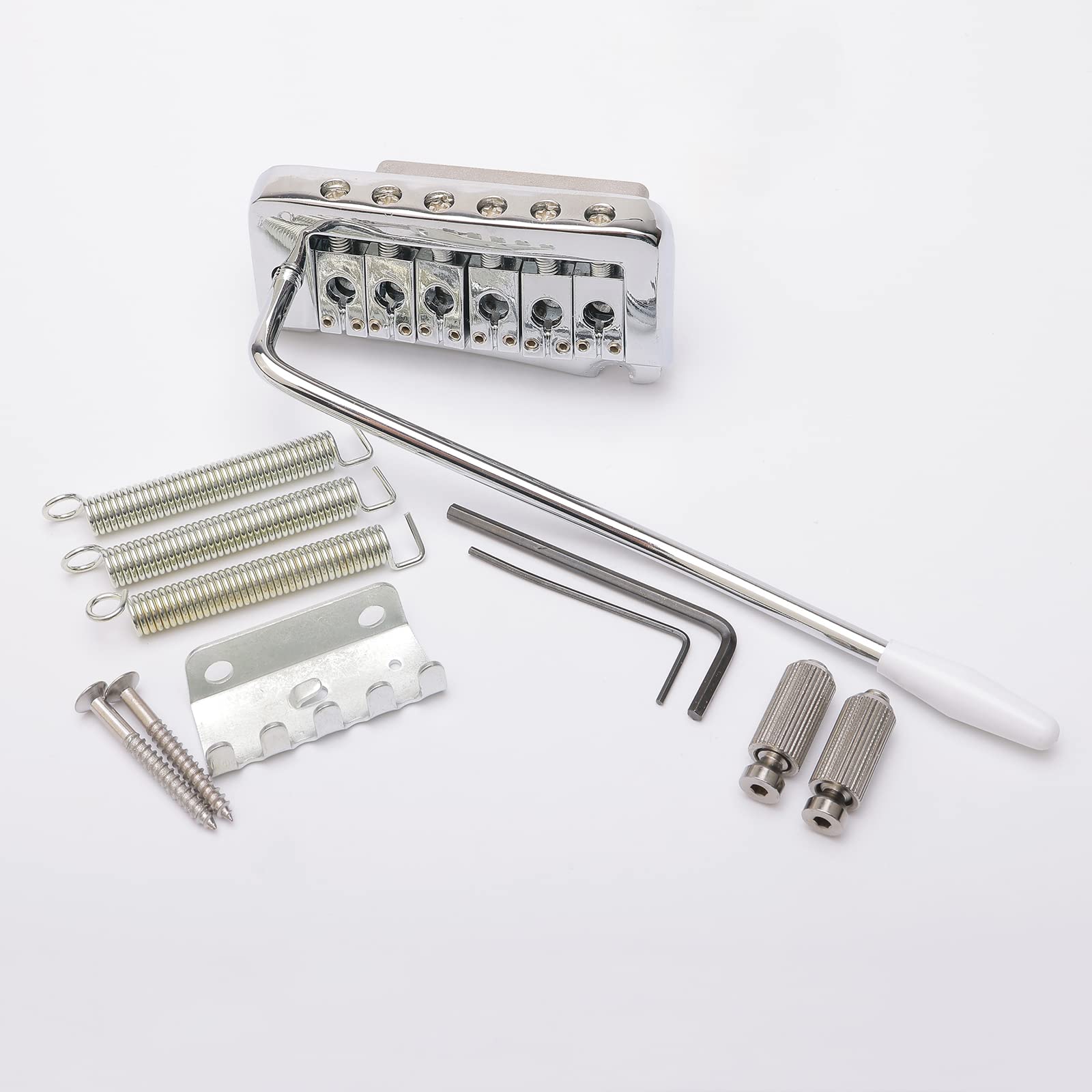 Unxuey 52mm Guitar Stratocaster Tremolo Bridge 6 String Individual Saddle for SQ Fender Strat Style Electric Guitar(Silver)