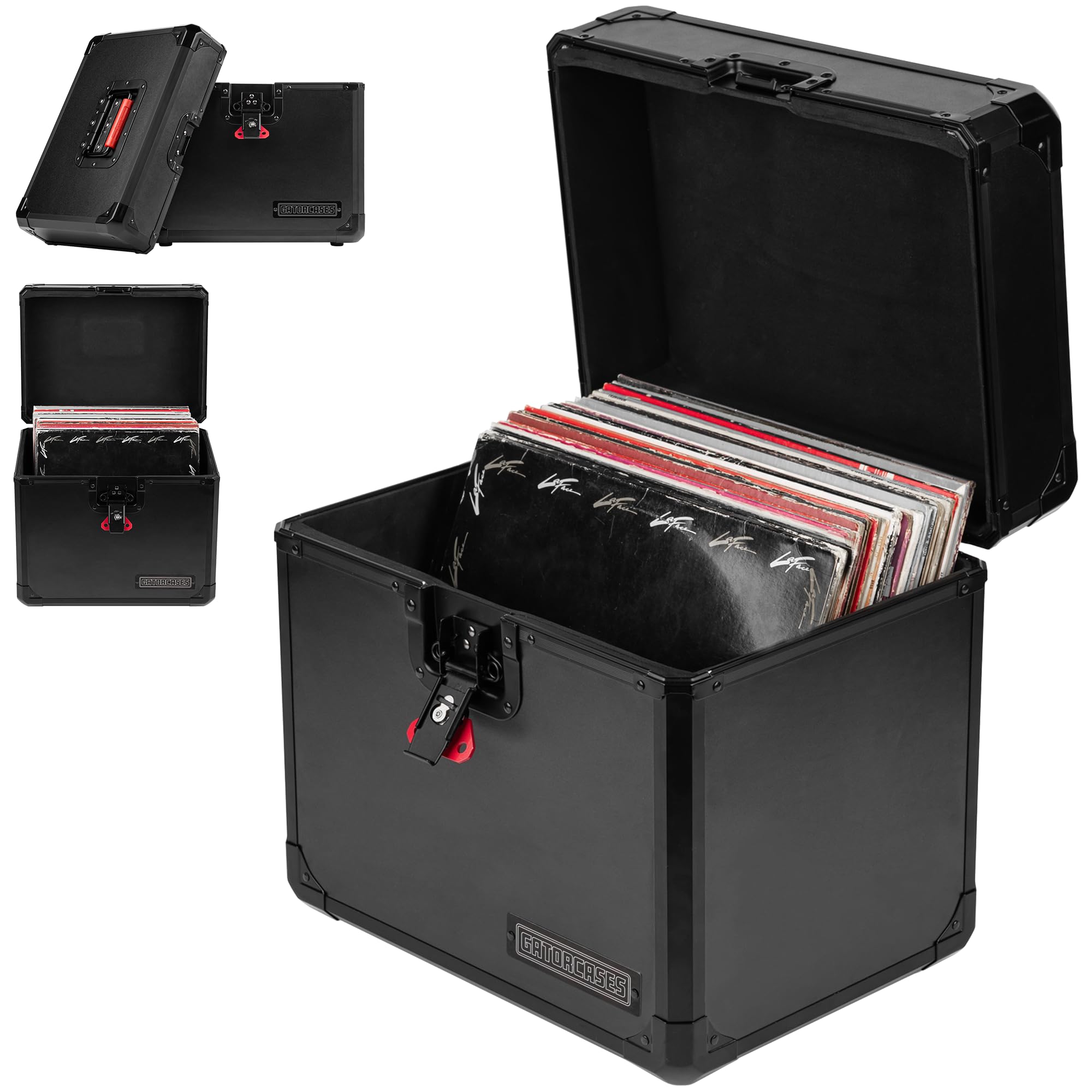 Gator Cases ONYX Series Stackable Case for 50-70 12 Vinyl Records with Reccessed Twist Latches and Rubber-Gripped Handles (G-ONY