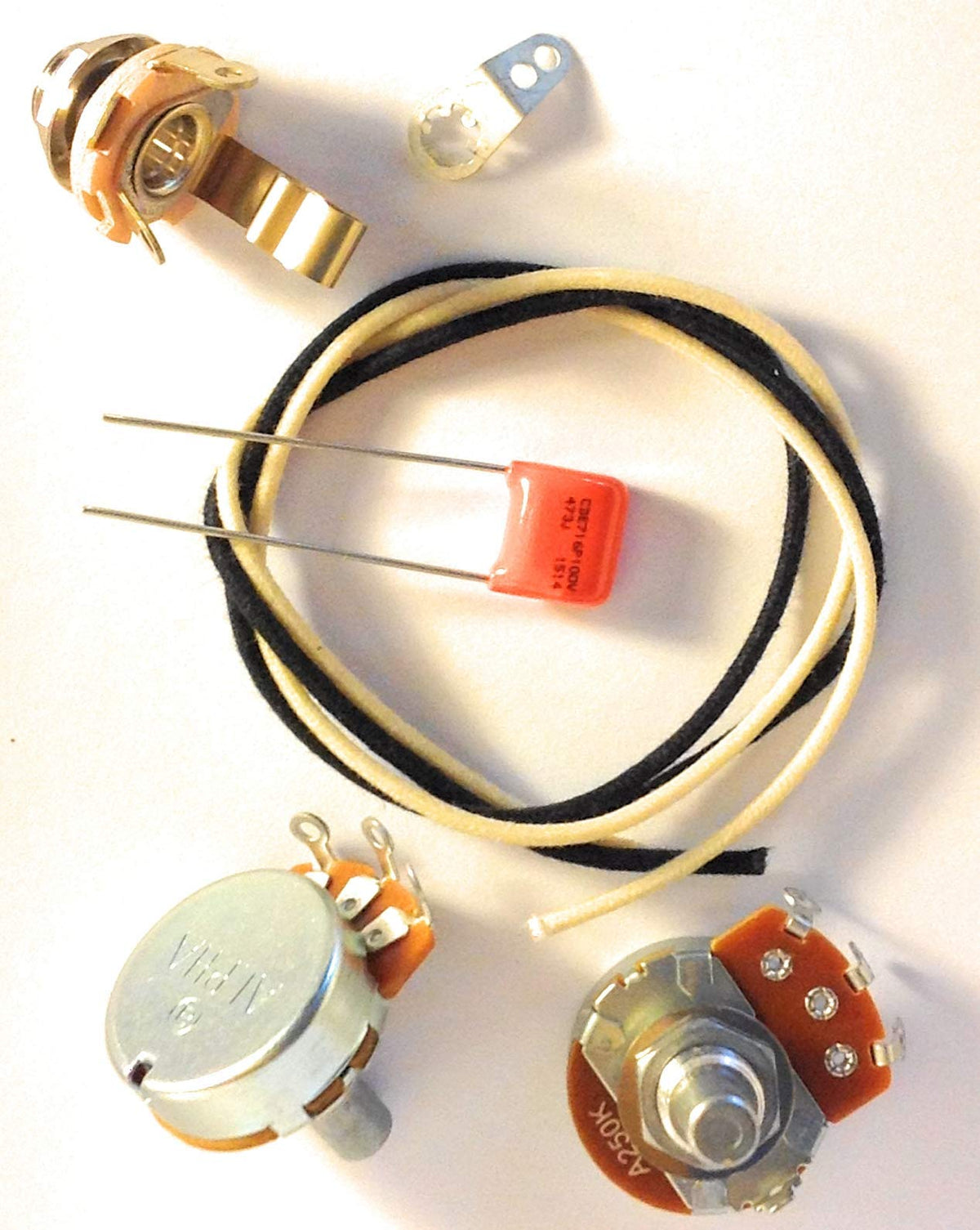 Basic Wiring Harness Kit For P Bass Us Spec Alpha Pots .047Uf 716P Orange Drop