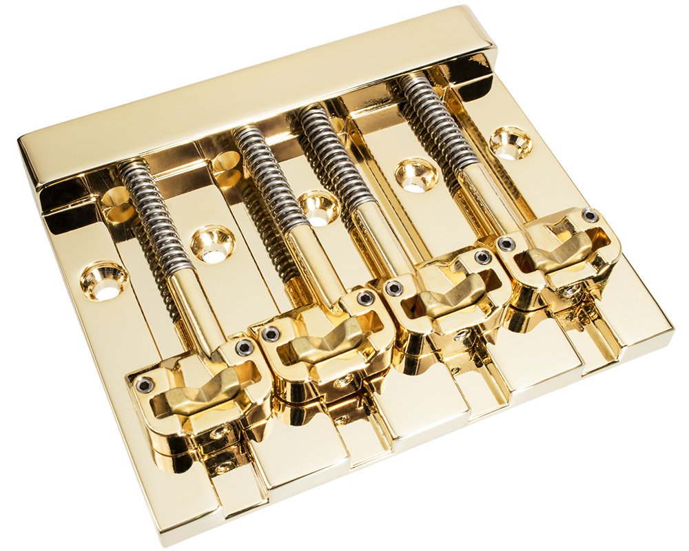 Hipshot Kickass High-Mass Bass Bridge For 5-Bolt Fender, Gold