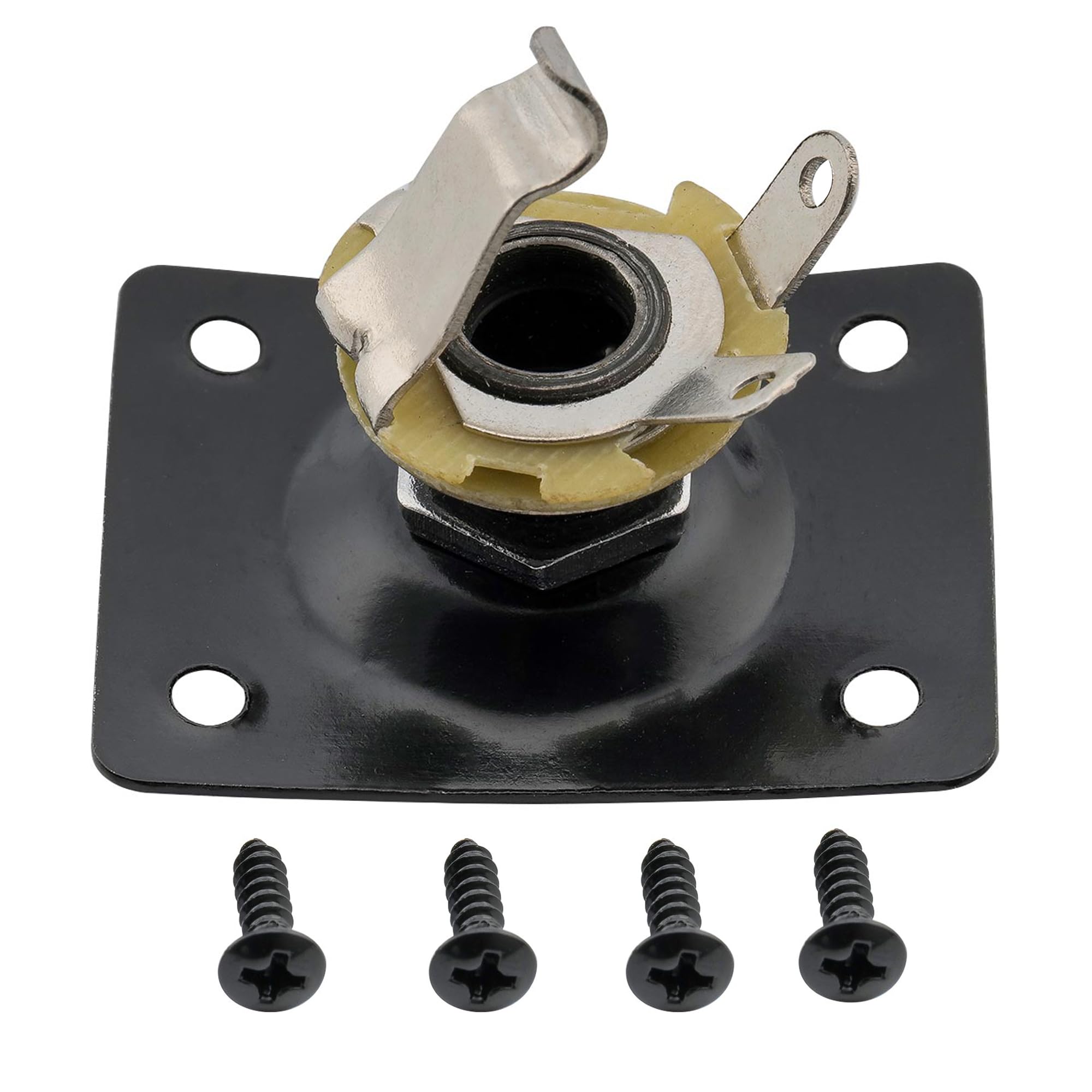 Musiclily 1/4'' Rectangular Guitar Mono Output Jack Plate Curved Input Jack Socket for Les Paul LP Tele Style Electric Guitar Ba
