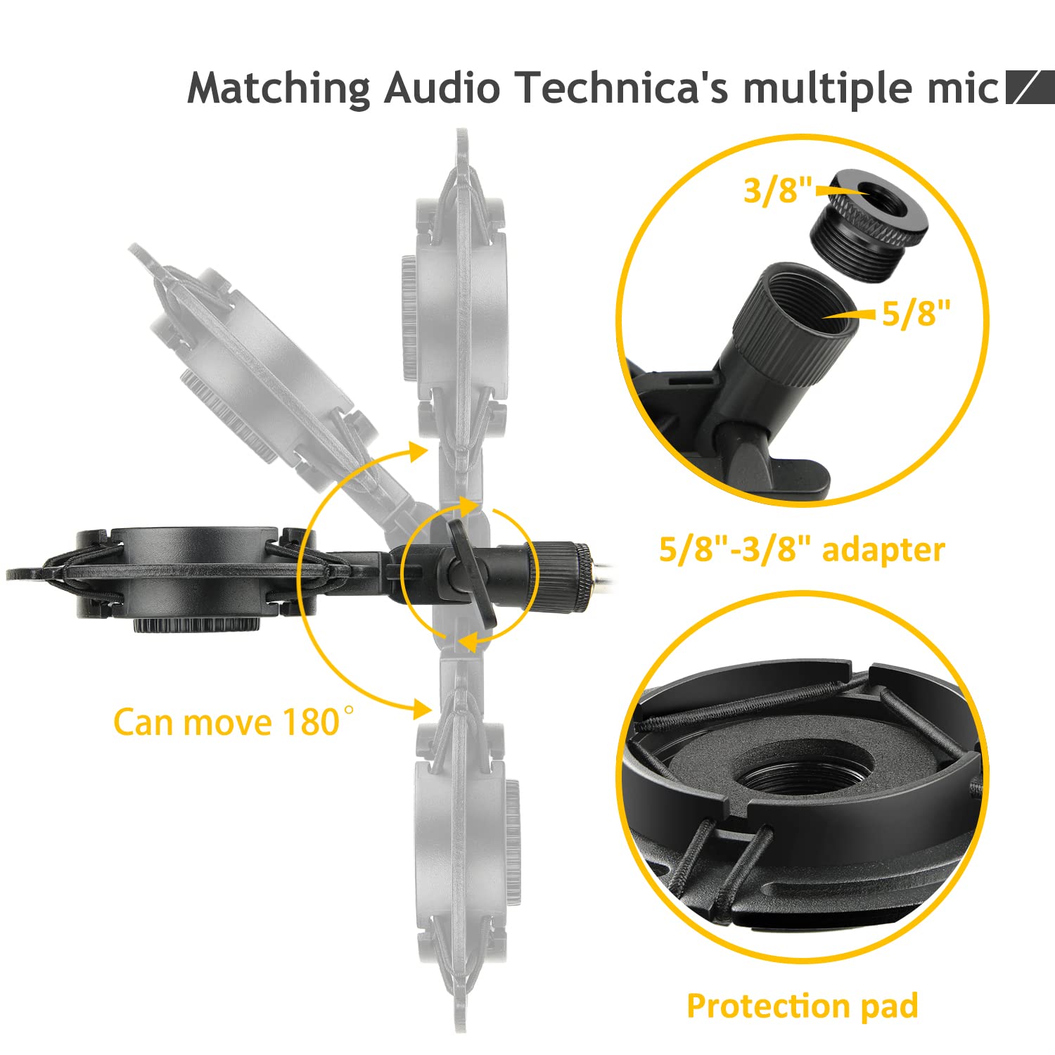 Audio Technica AT2020 Mic Boom Arm Suspension Scissor Stand with Shock Mount, Pop Filter Foam Windscreen, Upgraded Heavy Duty Cl