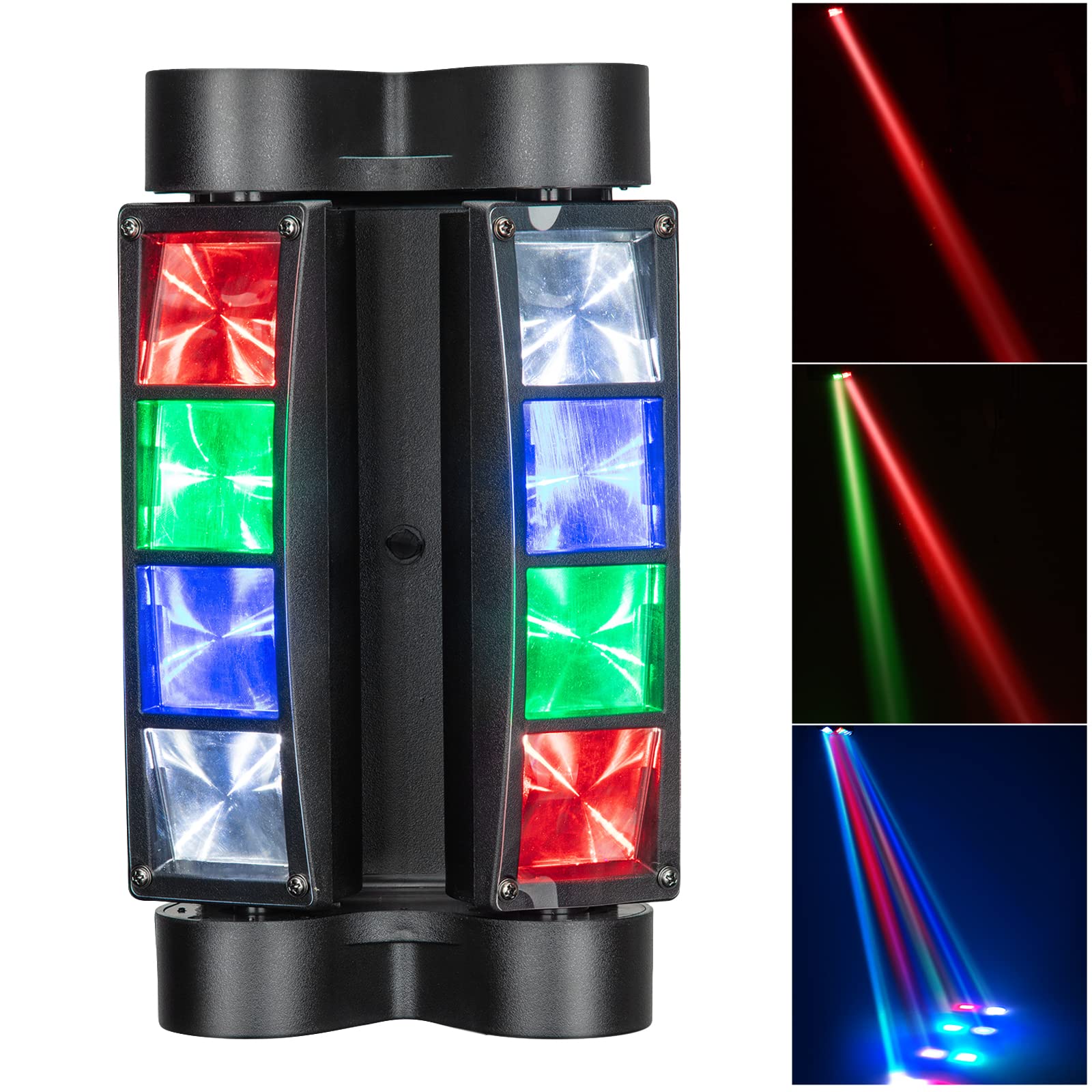 LUNSY Spider Moving Head DJ Lights, Disco Party Stage Lights Indoor, Lunsy 8x10W RGBW Sound Activated DMX-512 Control Strobe Bea