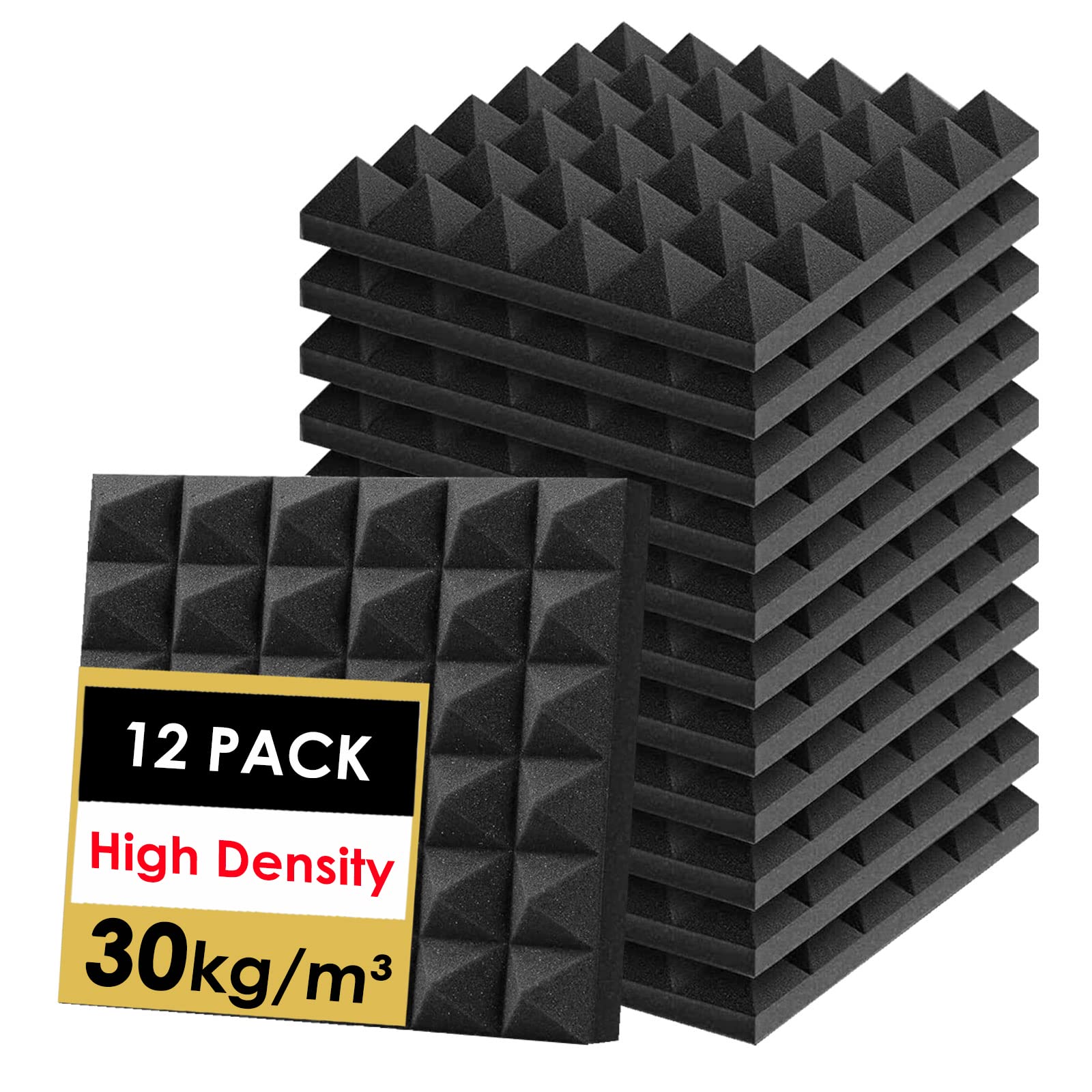 Foneso Acoustic Panels, High Density Soundproof Foam Panels For Walls, Sound Absorbing Panels, Acoustic Foam Panels Fire Resista