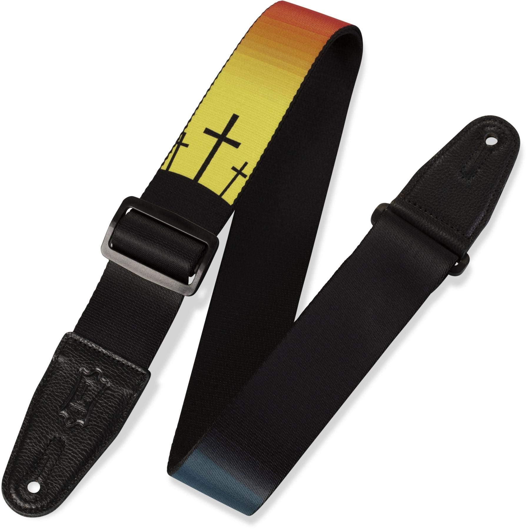 Levys Leathers 2 Polyester Guitar Strap with Sublimation Printed Design, Genuine Leather Ends (MPS2-036)