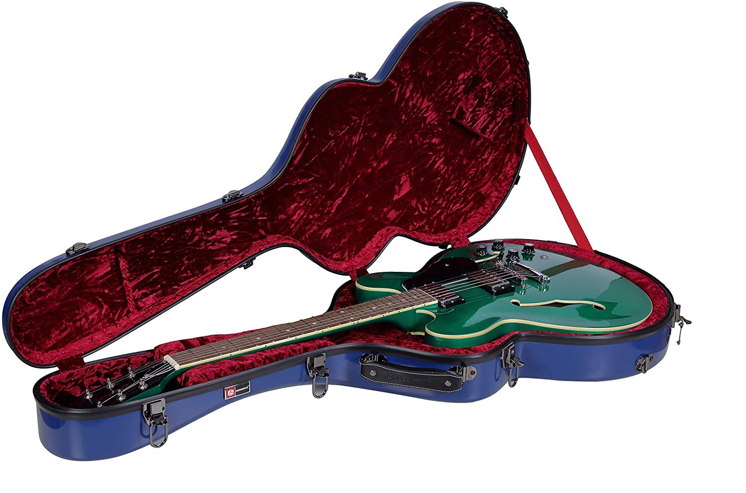 Crossrock Fiberglass Hard Shell with Backpack Navy Blue 335 style Guitar Case