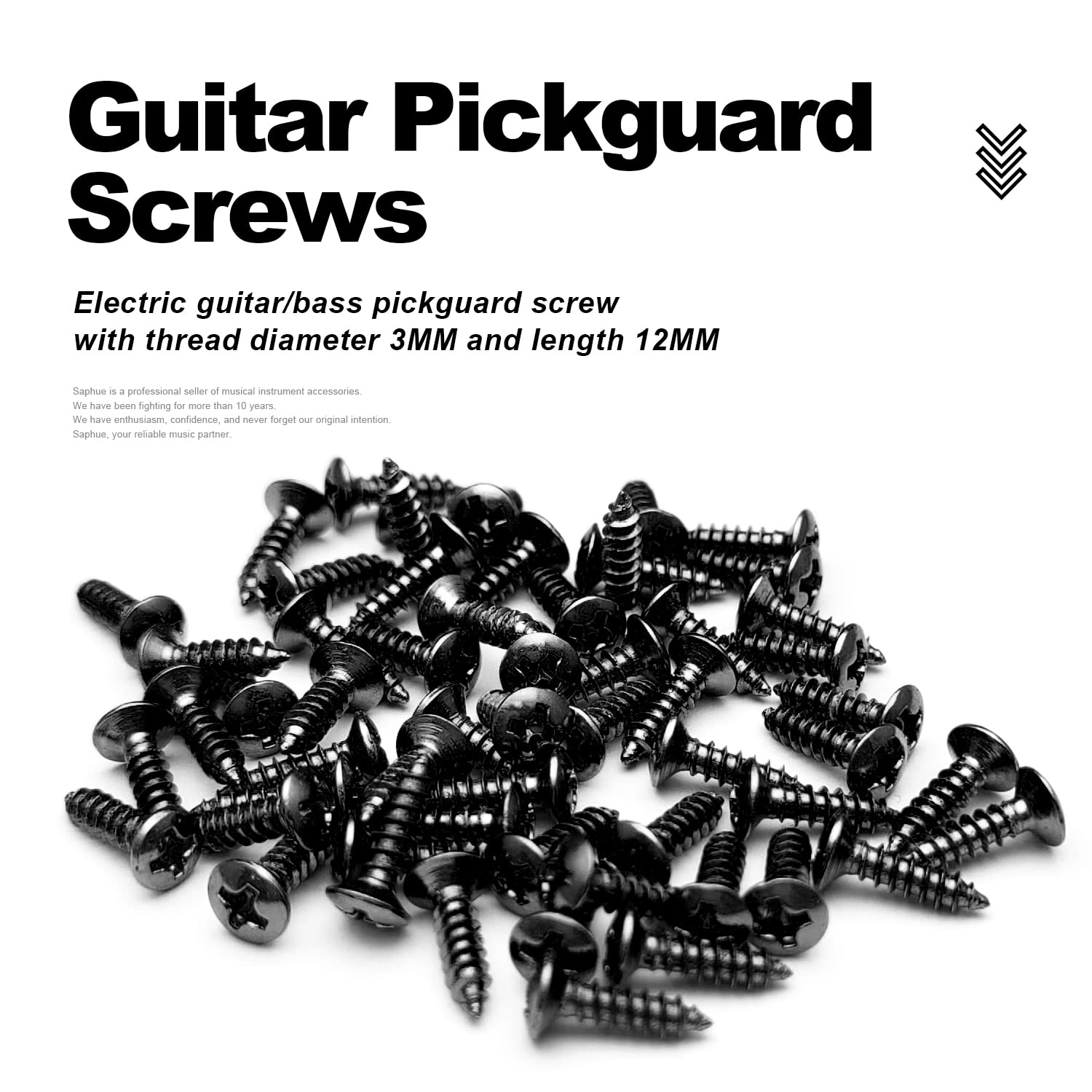 MAXCHEER 100Pack Guitar & Bass Pickguard Screws for Strat & Tele (Black 100 Pack)