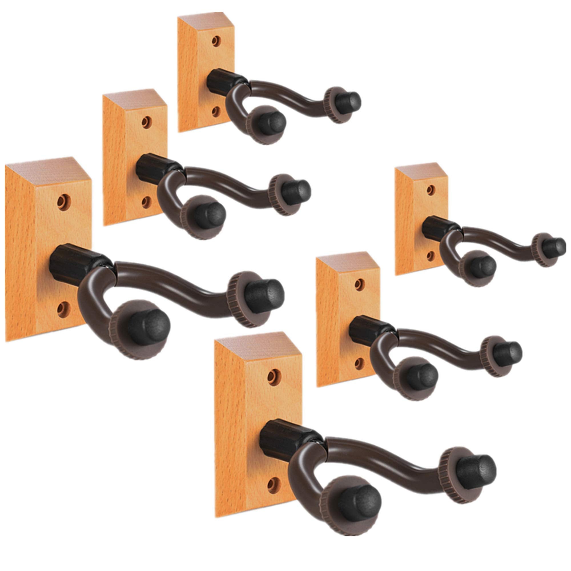 Cc Caihong Guitar Hanger Wall Mount 6 Pack, Hardwood Guitar Wall Hangers Hooks Holder Stand Display With Screws - Easy To Instal