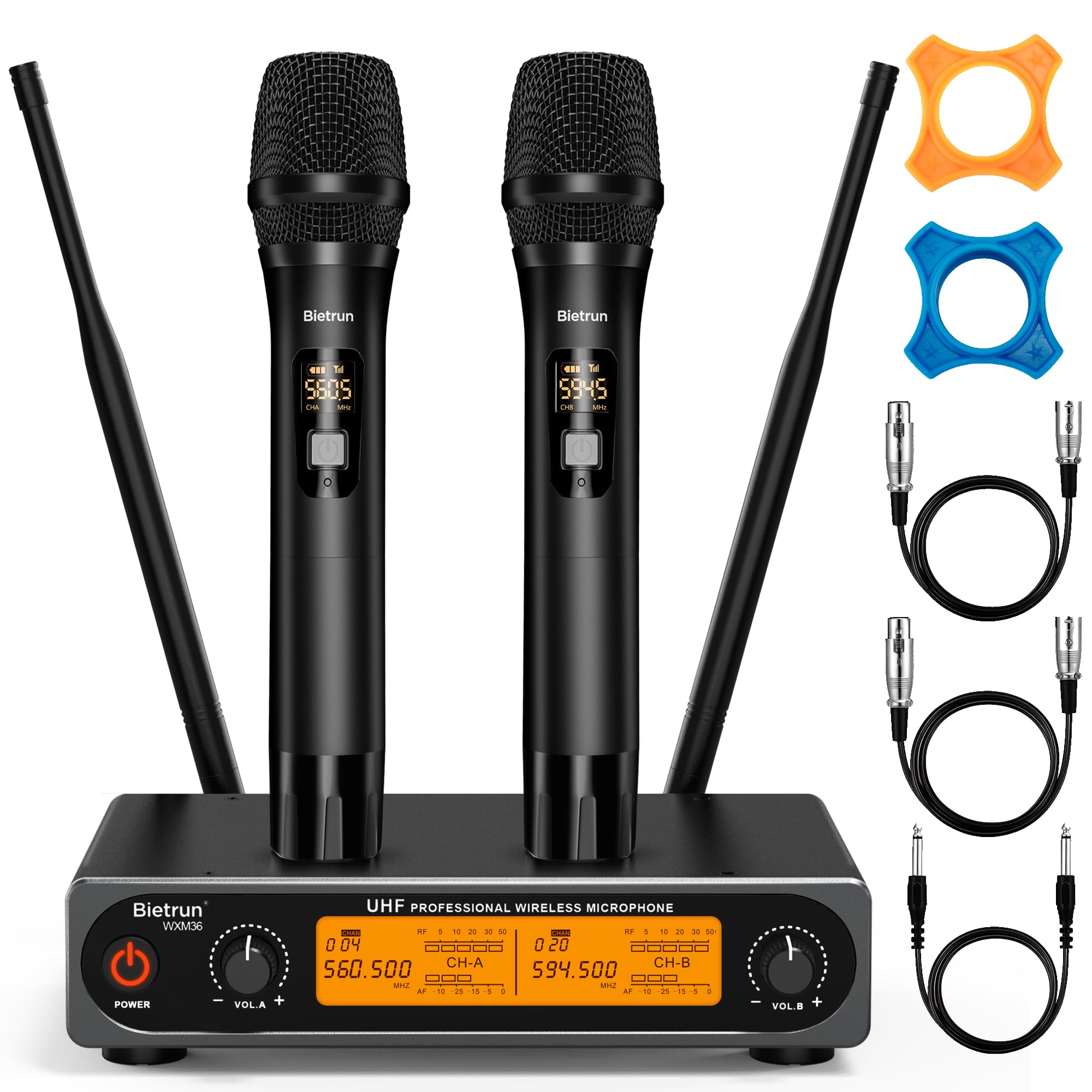 Wireless Microphone System Professional,Dual Metal Cordless Handheld Dynamic Wireless Mics For Adults Singing,Karaoke,Uhf 165Ft