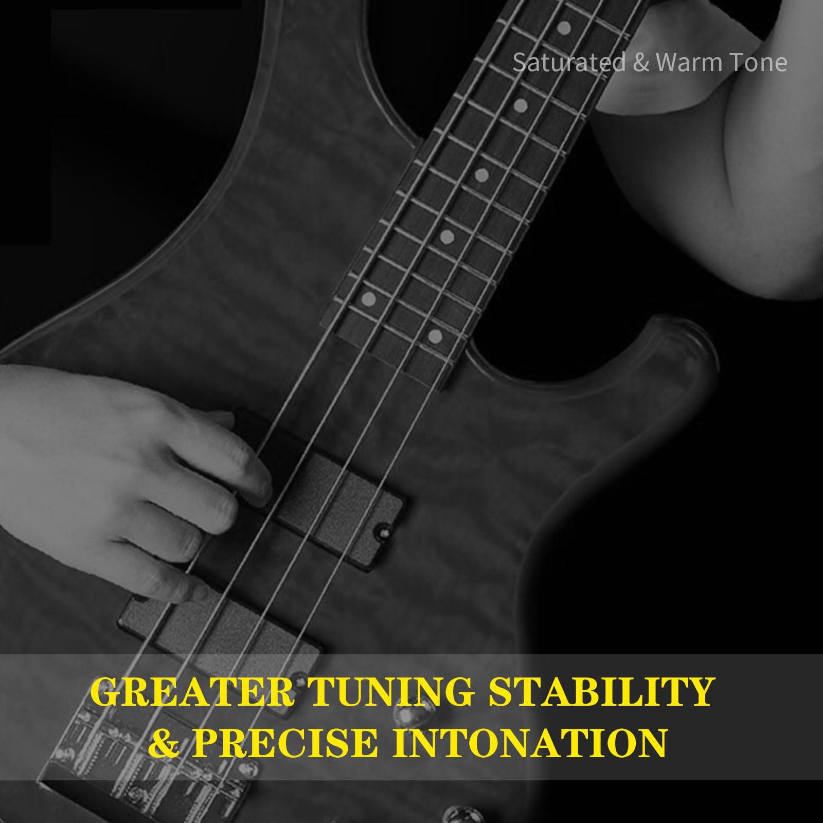 Flatwound Bass Guitar Strings - Coated Hexagonal High Carbon Steel Core Bass Strings - For Bass Guitar 4 String - 45-100 Gauge