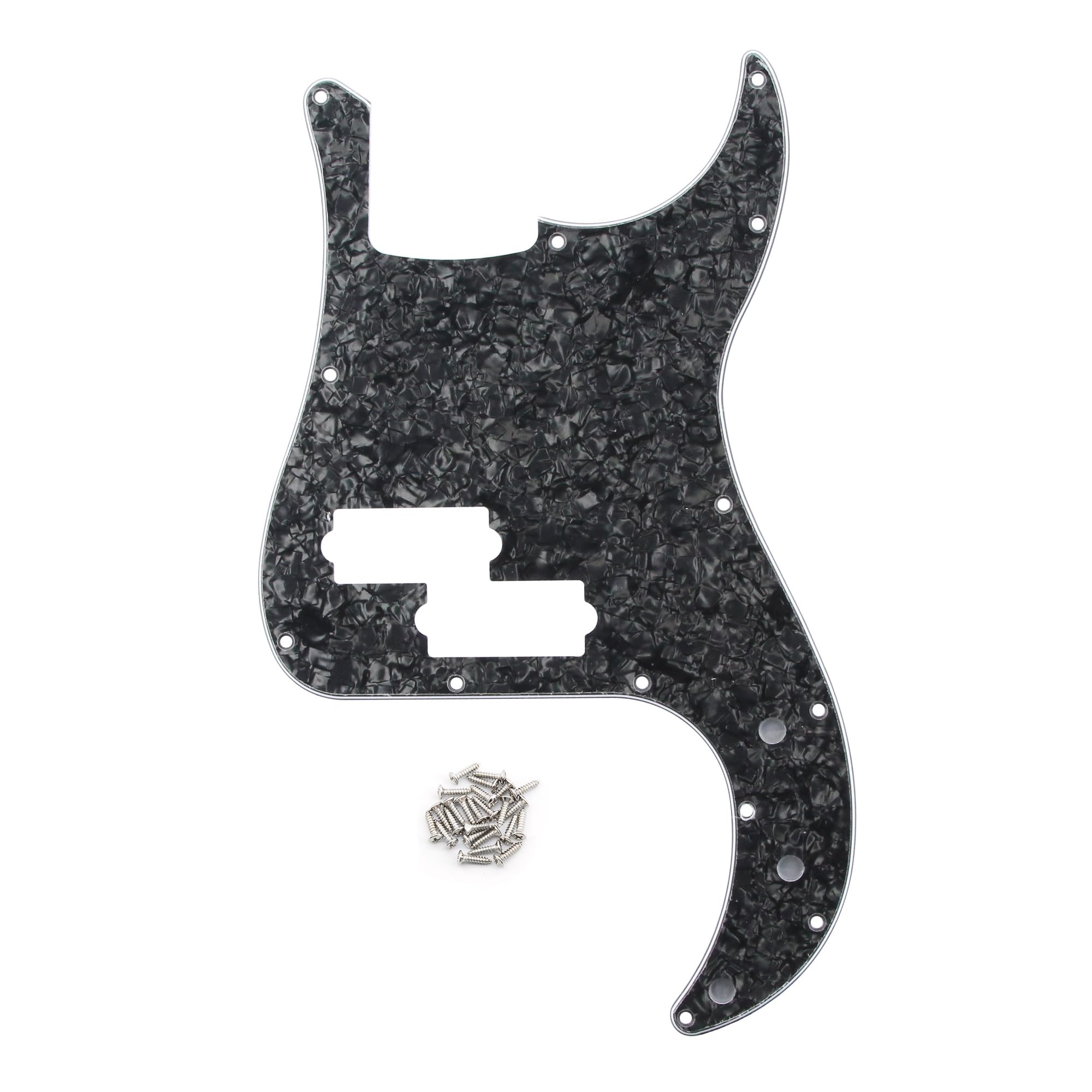 FLEOR P Bass Pickguard Guitar Scratch Plate Pick Guard for 4 String American/Mexican Standard P Bass Style, 4Ply Black Pearl