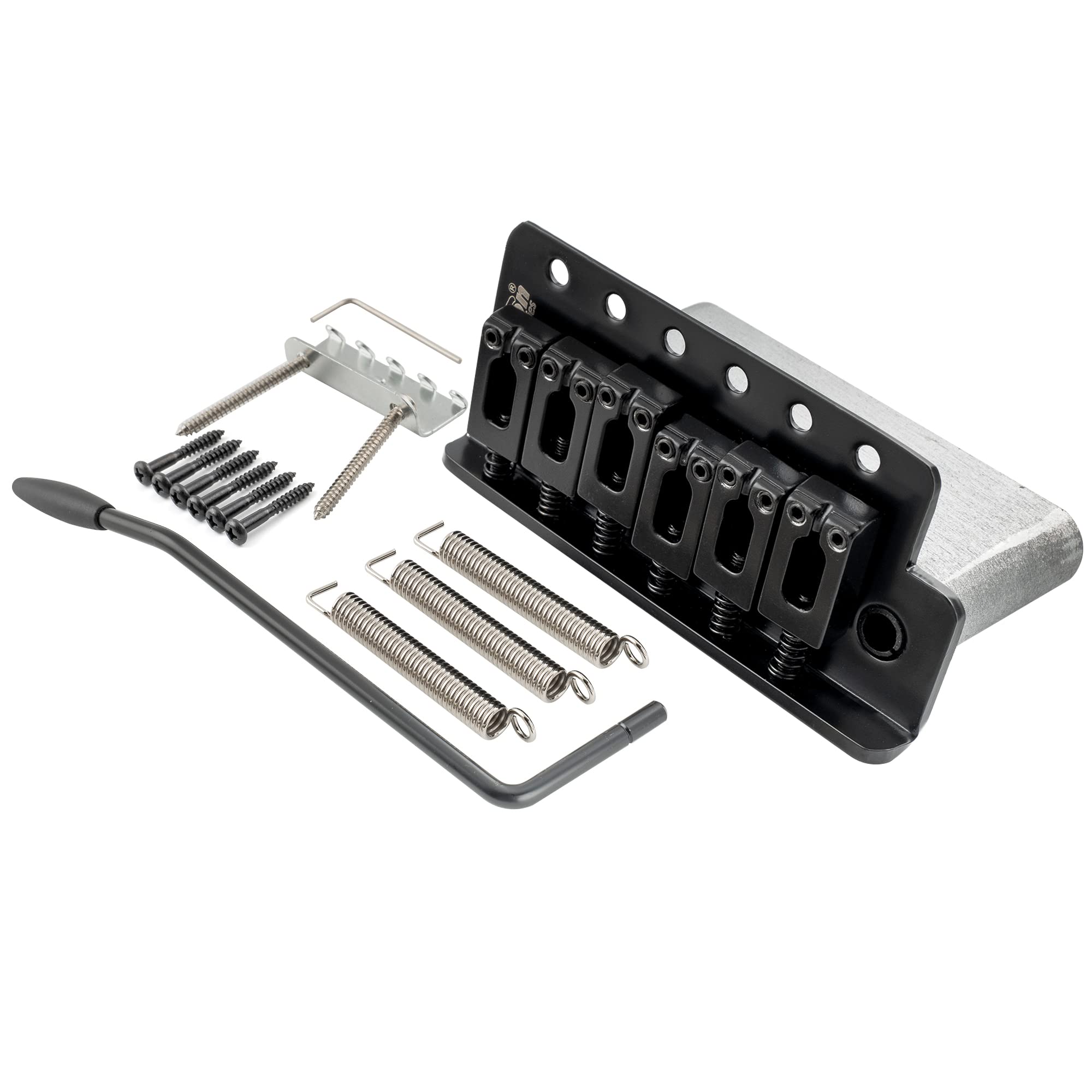 Wilkinson M Series 54Mm (2-1/8 Inch) String Spacing 6-Screw Modern Style Saddle Guitar Tremolo Bridge With Push-In Arm 36Mm Bloc