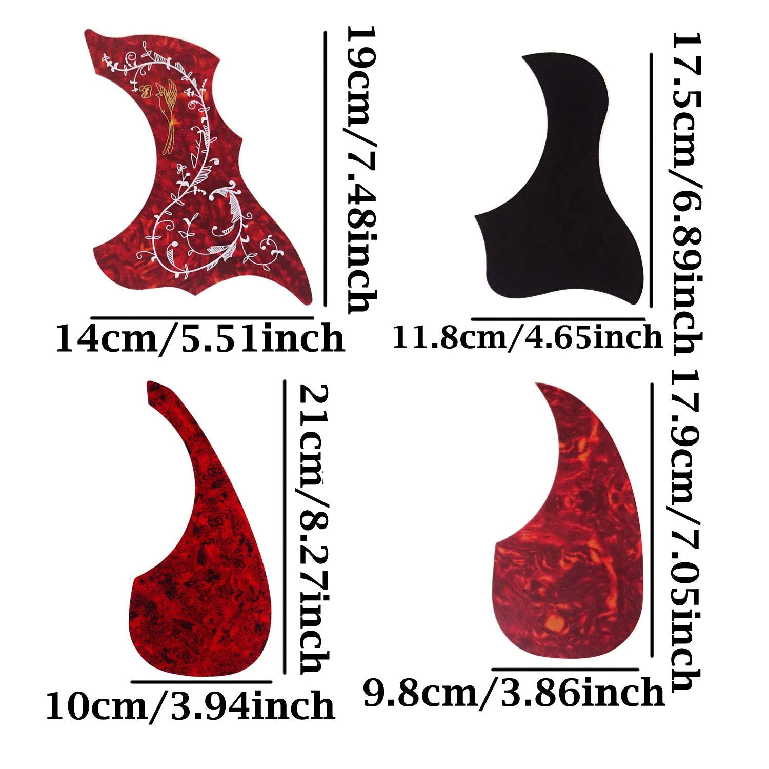 Honbay 8PCS Self Adhesive Anti-Scratch Hummingbird and Water Shaped Acoustic Guitar Pickguard